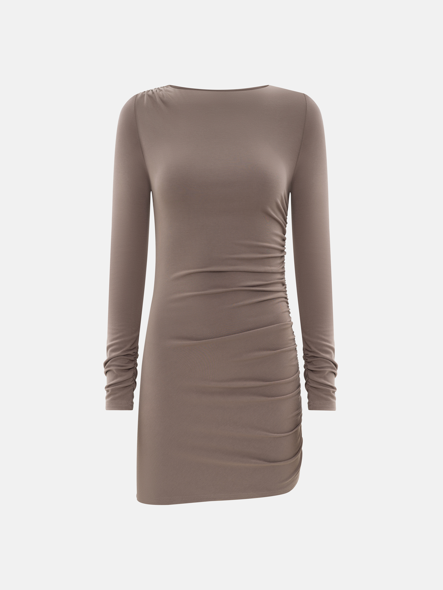 Платье мини из вискозы с асимметричными мелкими складками