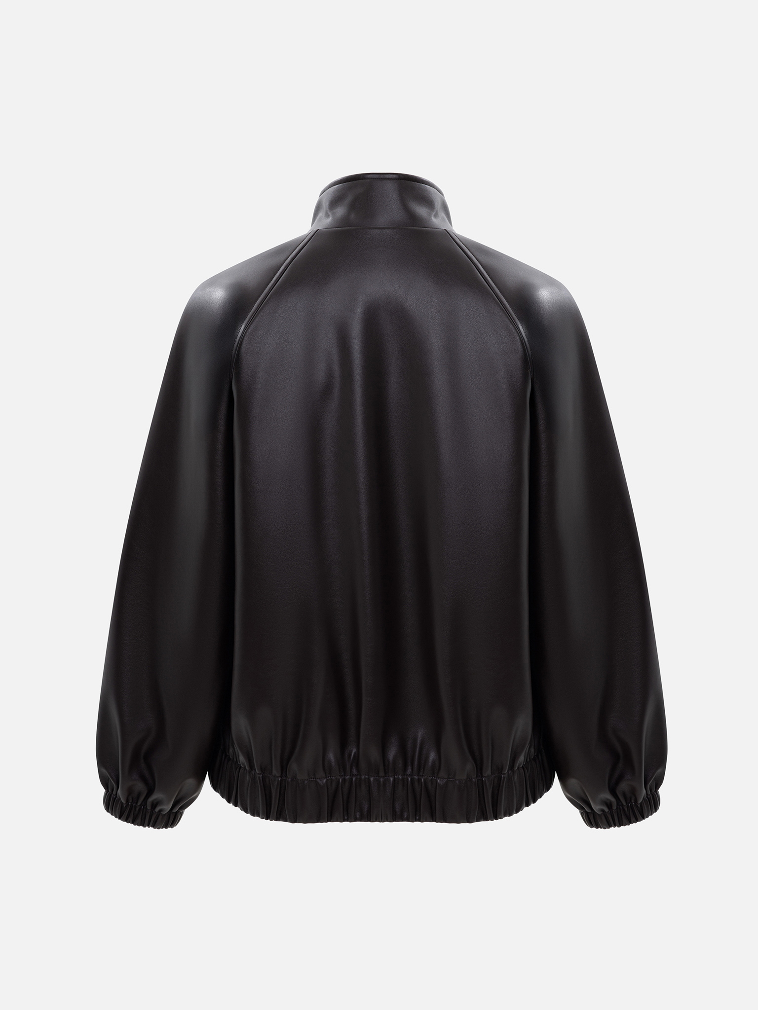 Oversized eco-leather jacket with high collar