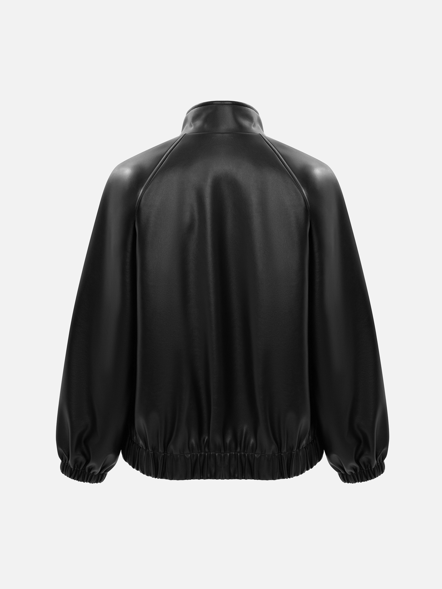 Oversized eco-leather jacket with high collar