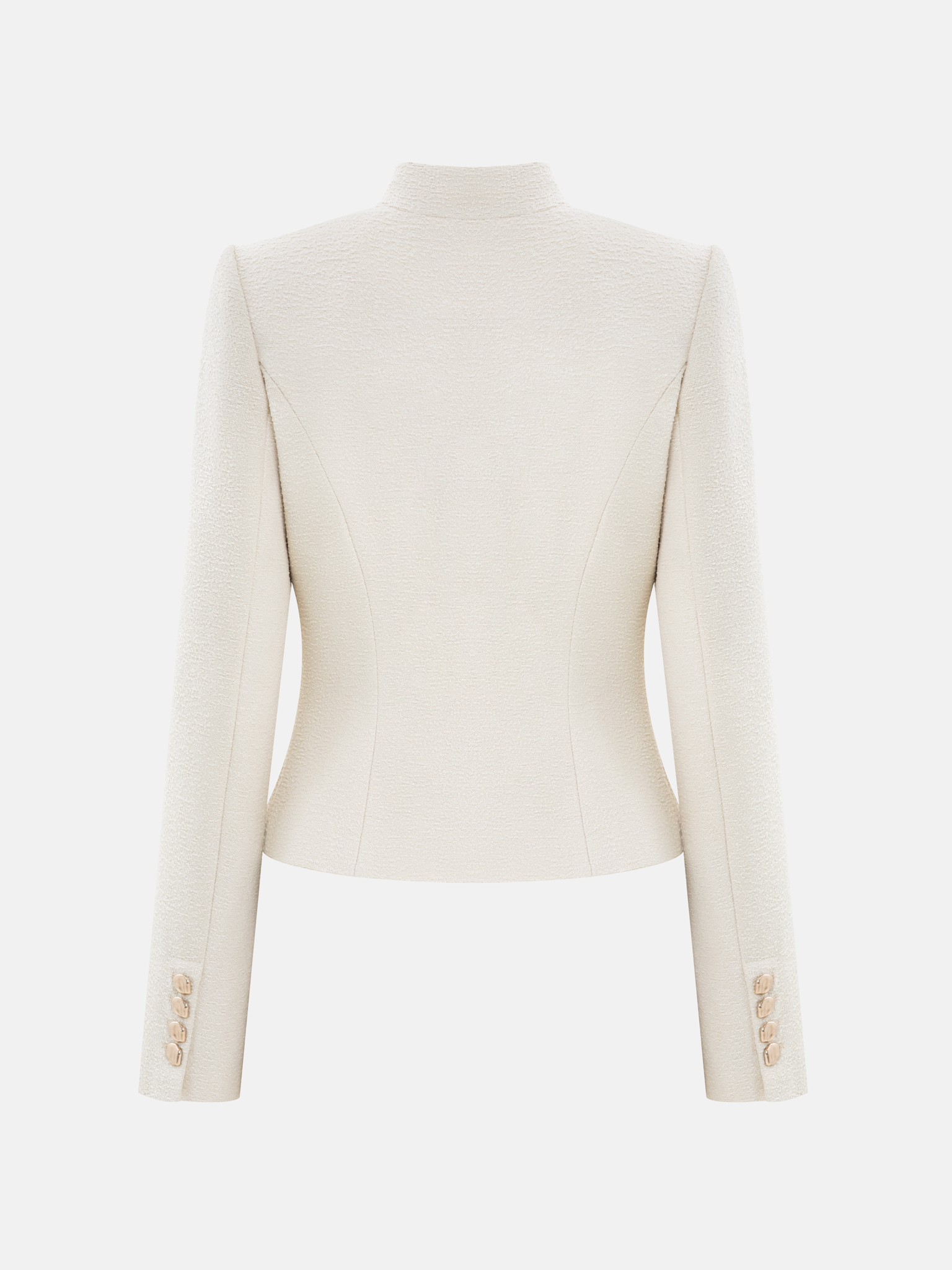 Прямой жакет с воротником-стойкой и крупными пуговицами