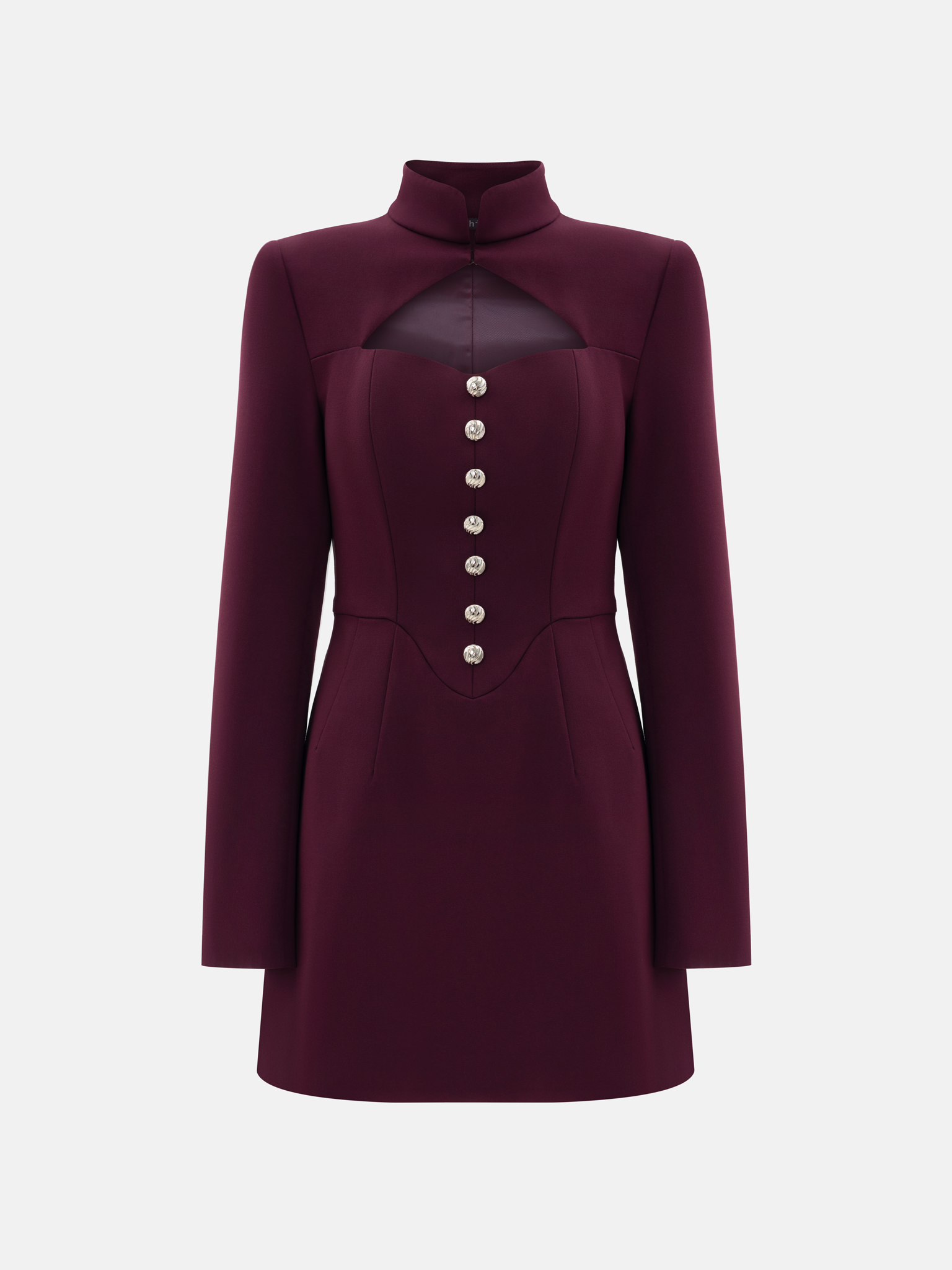 Mini dress with a cut-out at the chest and large buttons