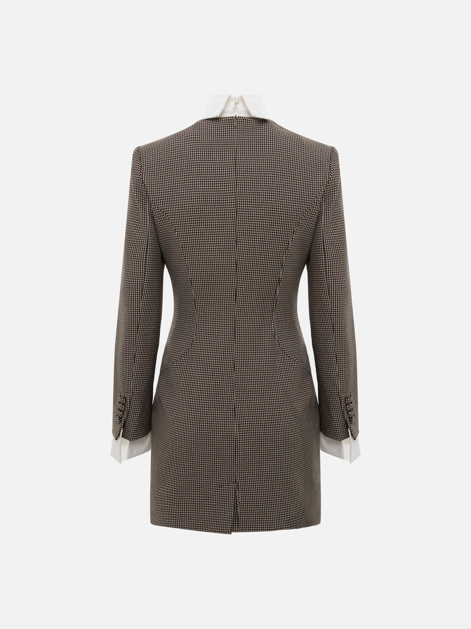 Платье мини в клетку с контрастными деталями