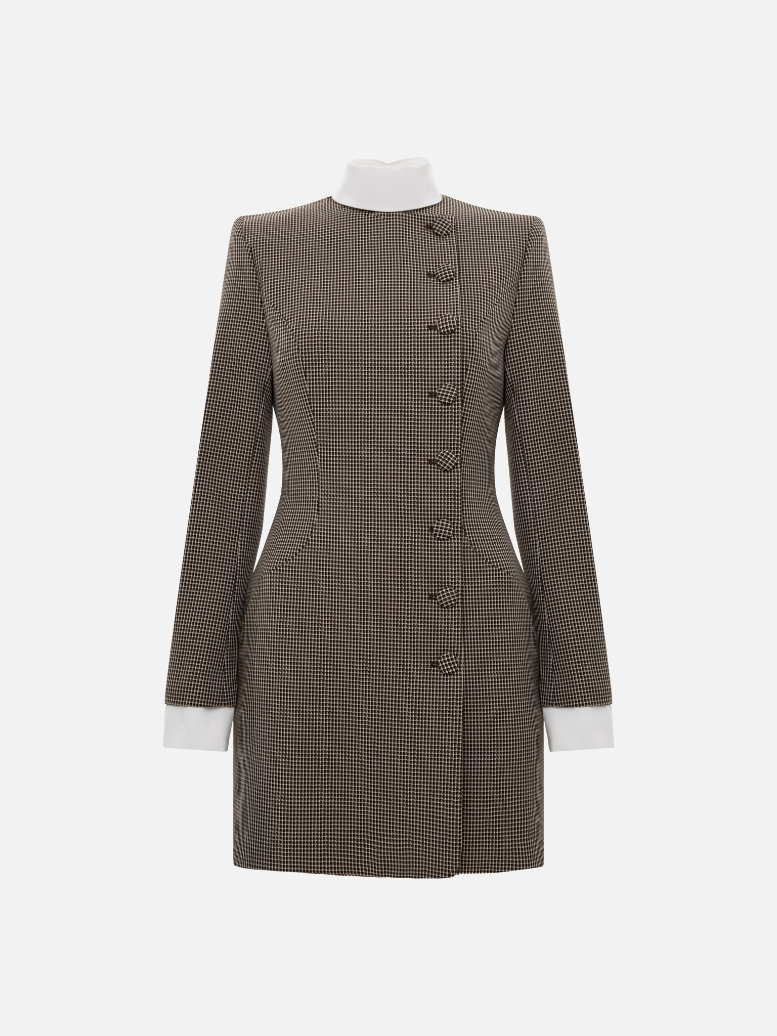 Платье мини в клетку с контрастными деталями