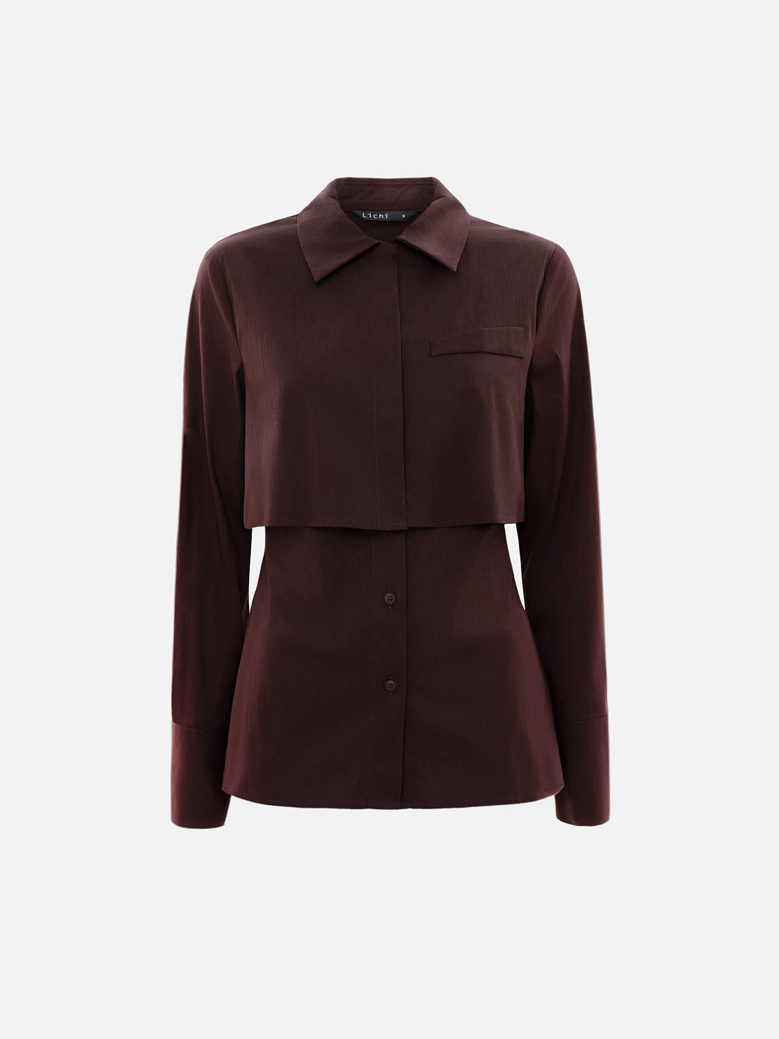 Однотонная рубашка с объемным верхом