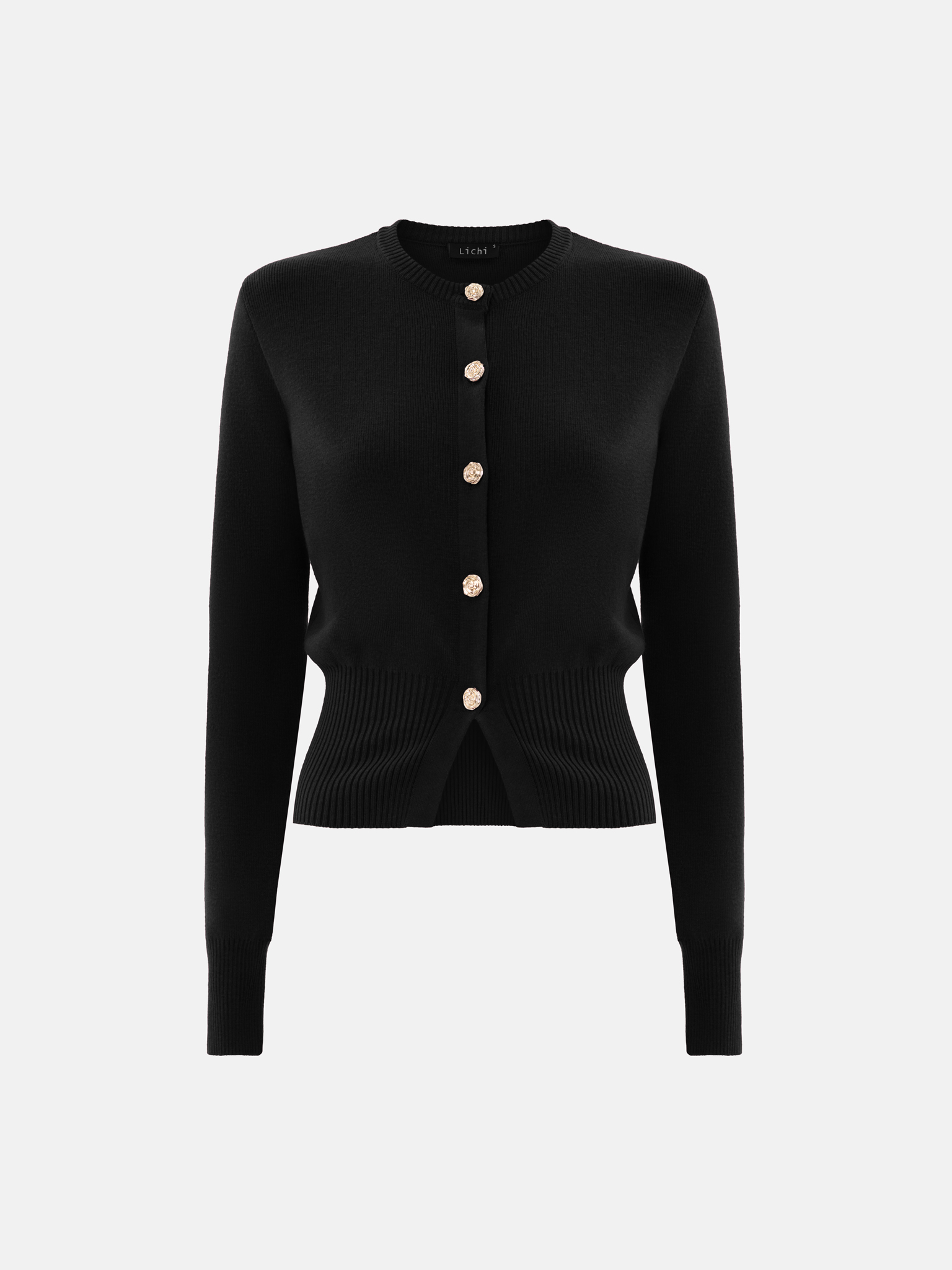 Knitted cardigan with golden buttons