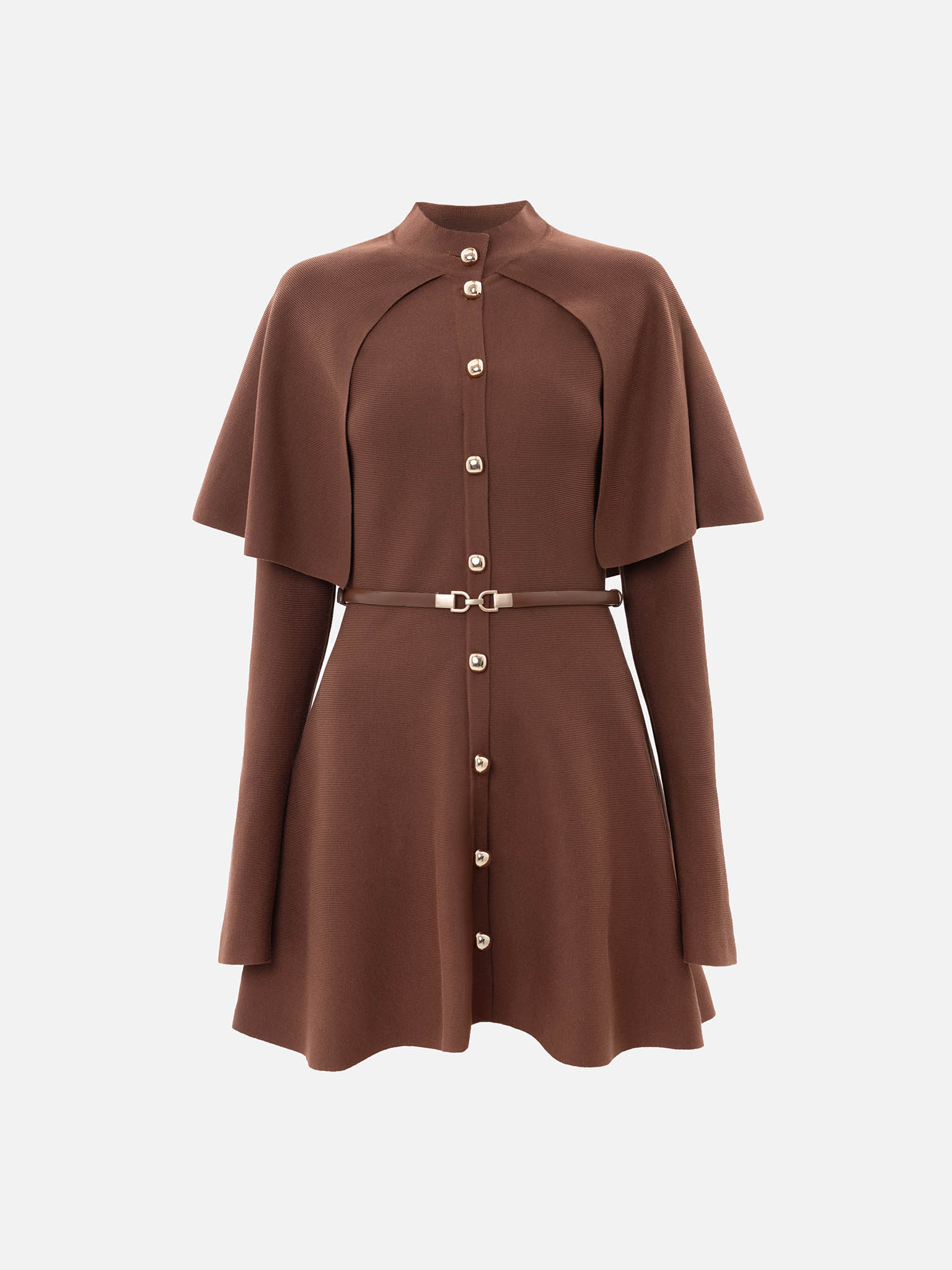Mini dress with a cape and matching belt