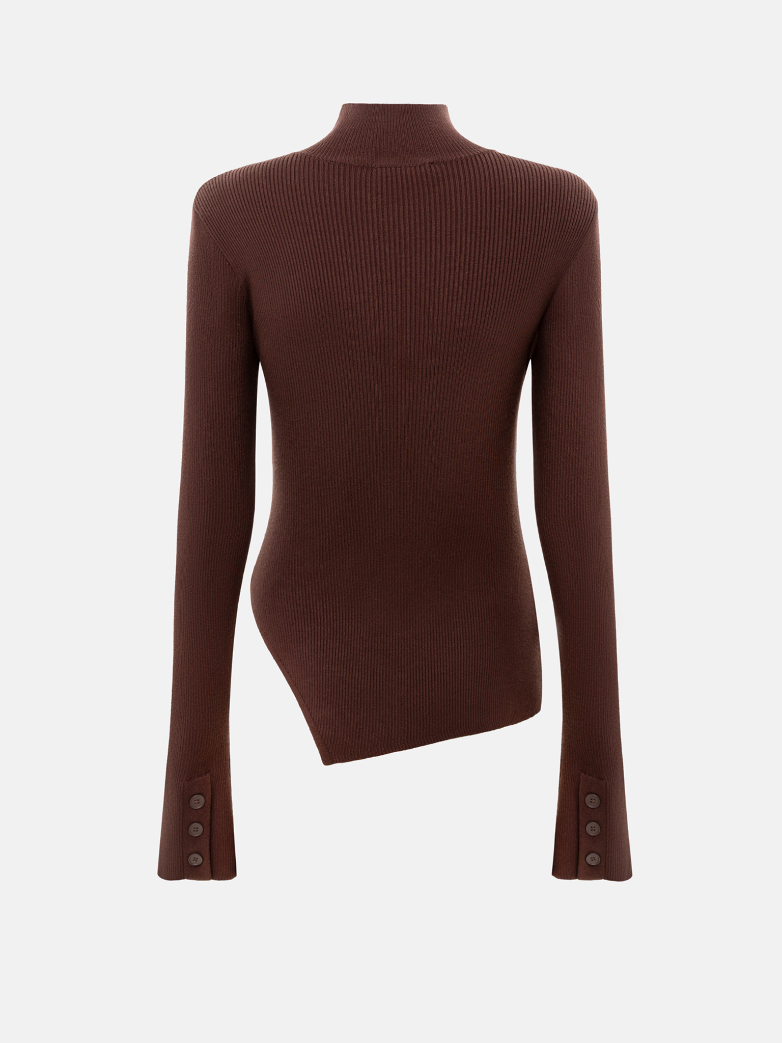 Лонгслив из вискозы в рубчик с асимметричным декором и пуговицами