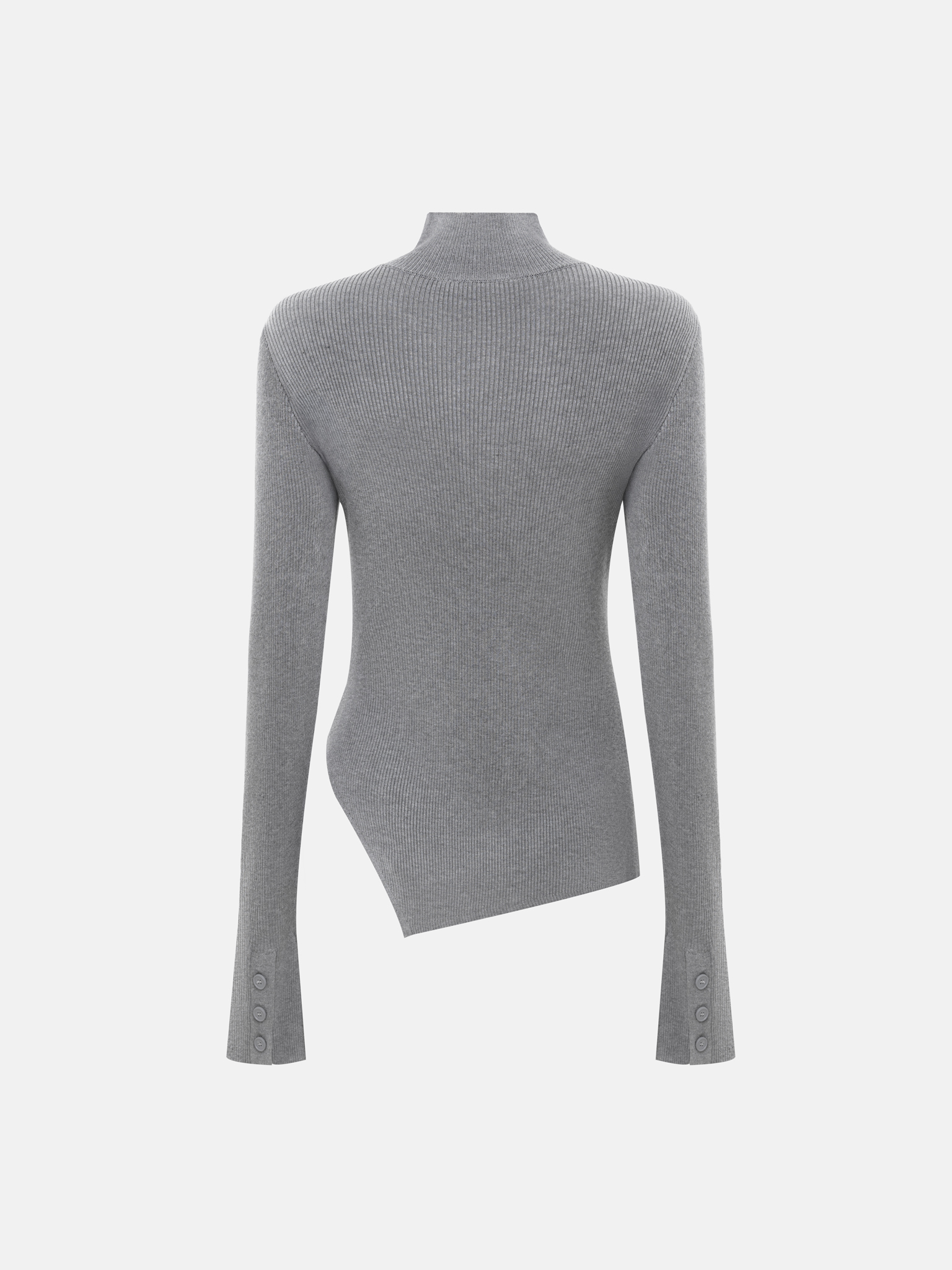 Лонгслив из вискозы в рубчик с асимметричным декором и пуговицами