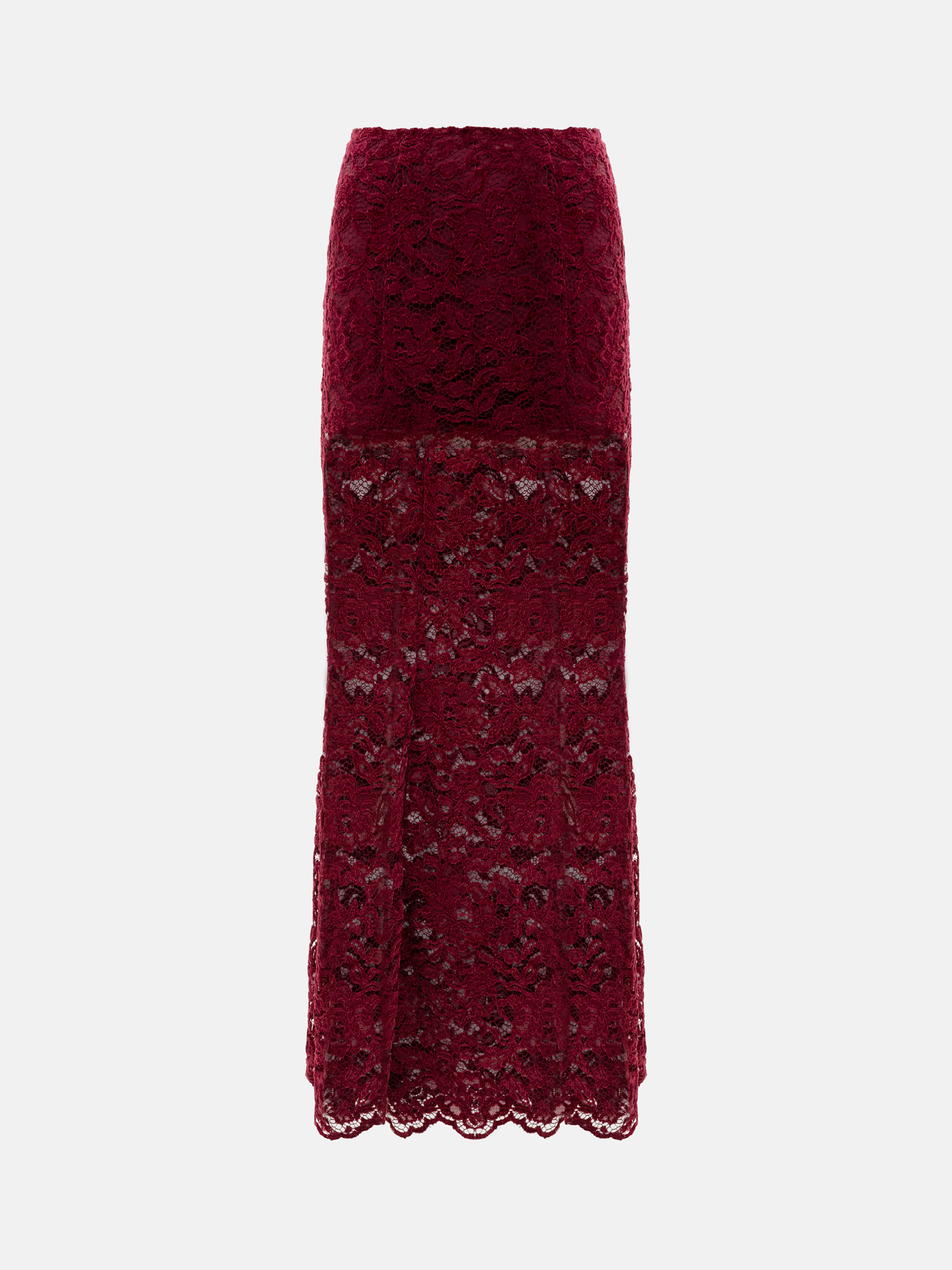 Midirock aus Guipure mit monochromen Shorts