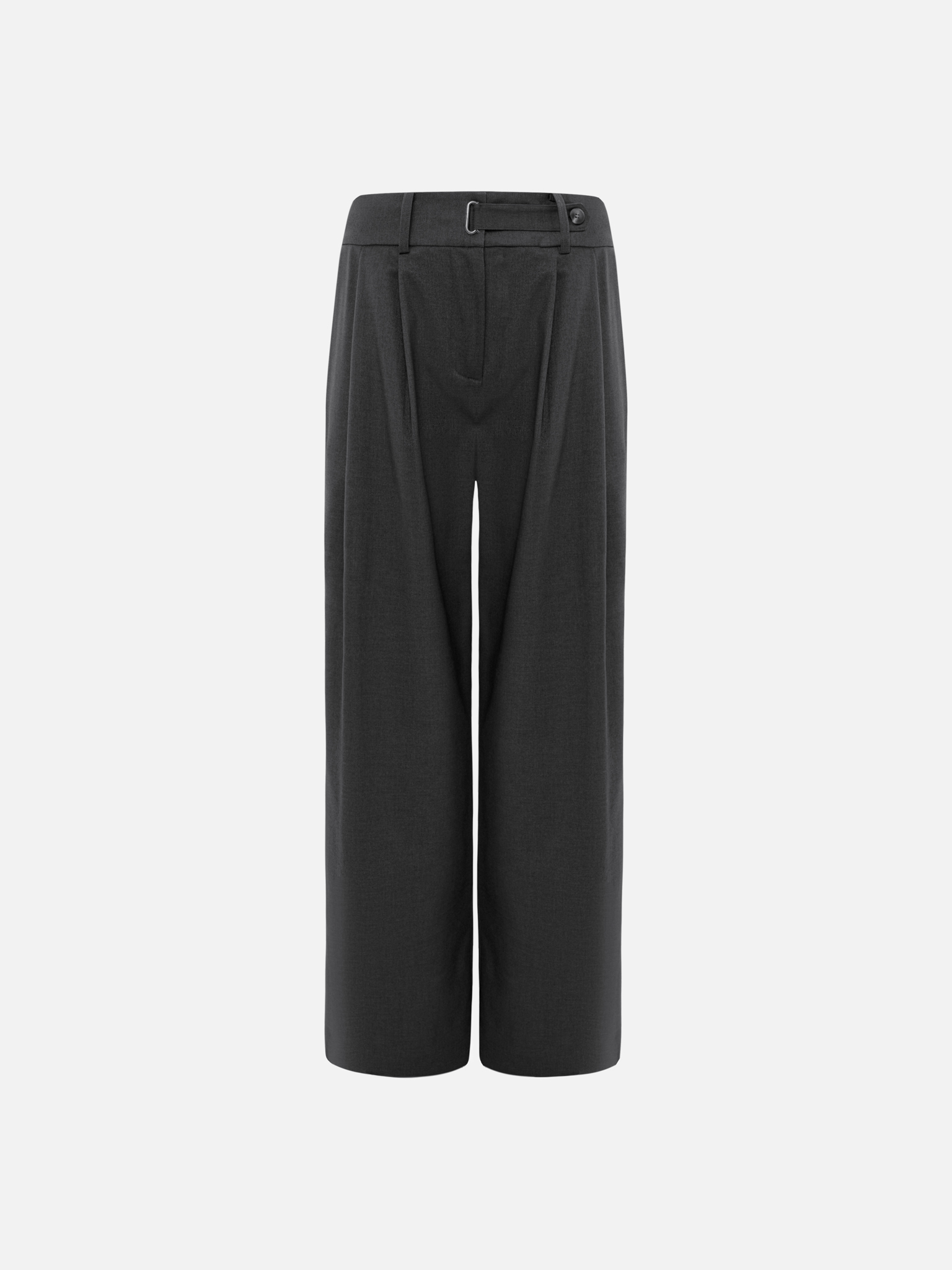 Loose trousers with snap at the waist