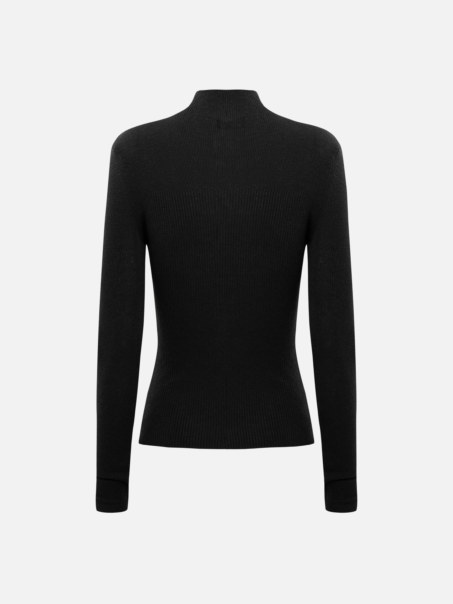 Ribbed turtleneck with a central decor