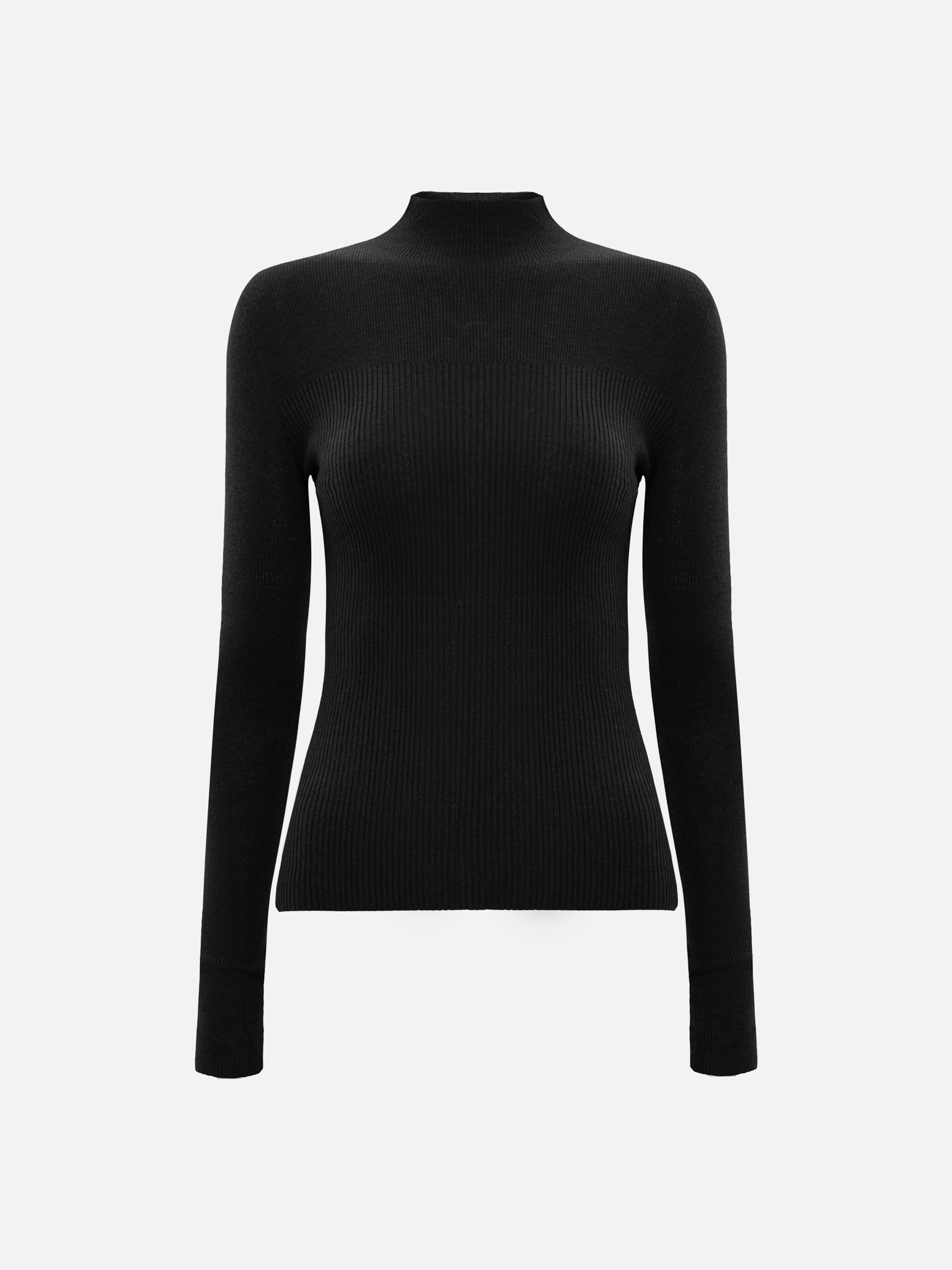 Ribbed turtleneck with a central decor