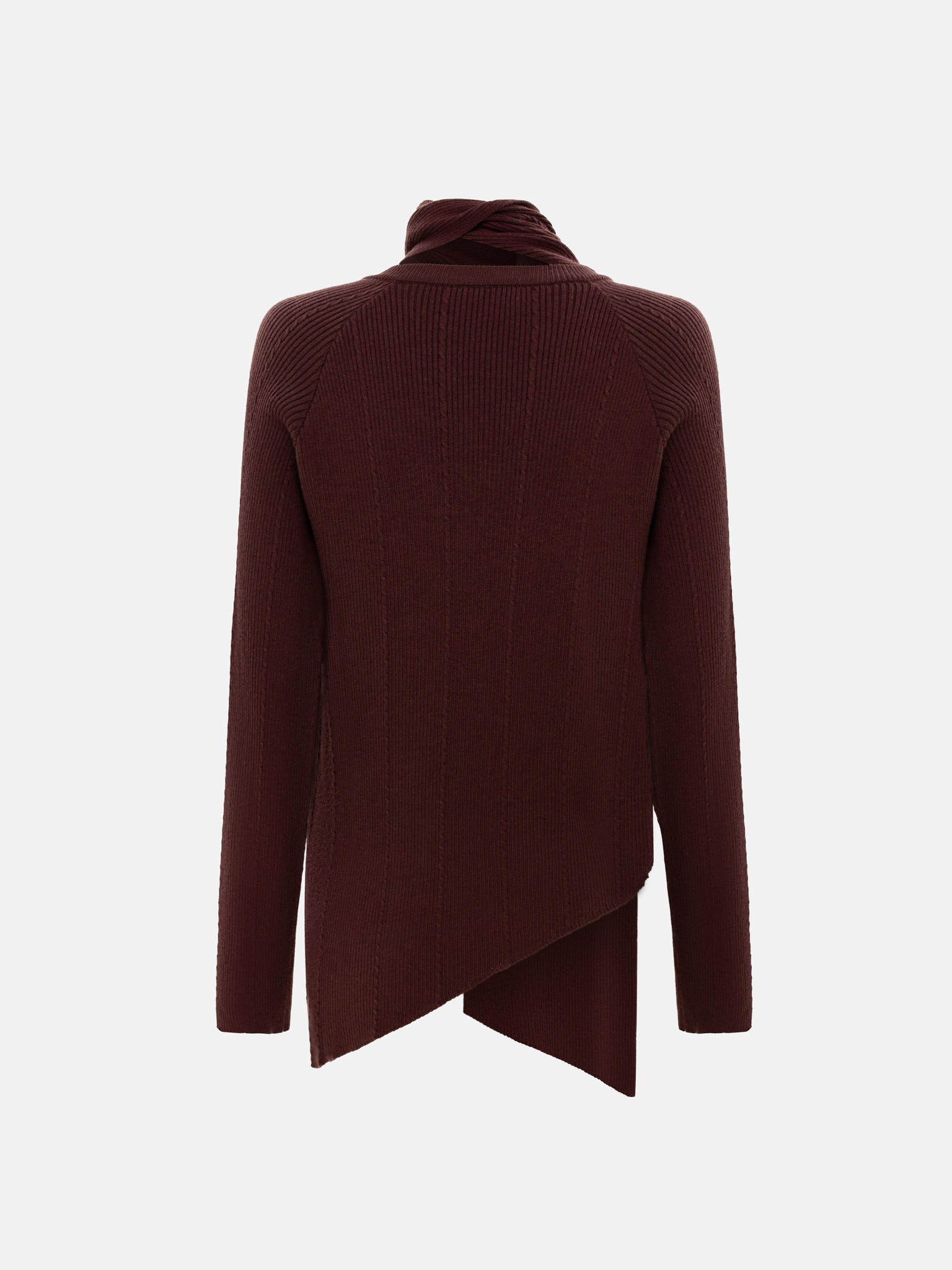 Rib-knit jumper with decorative scarf