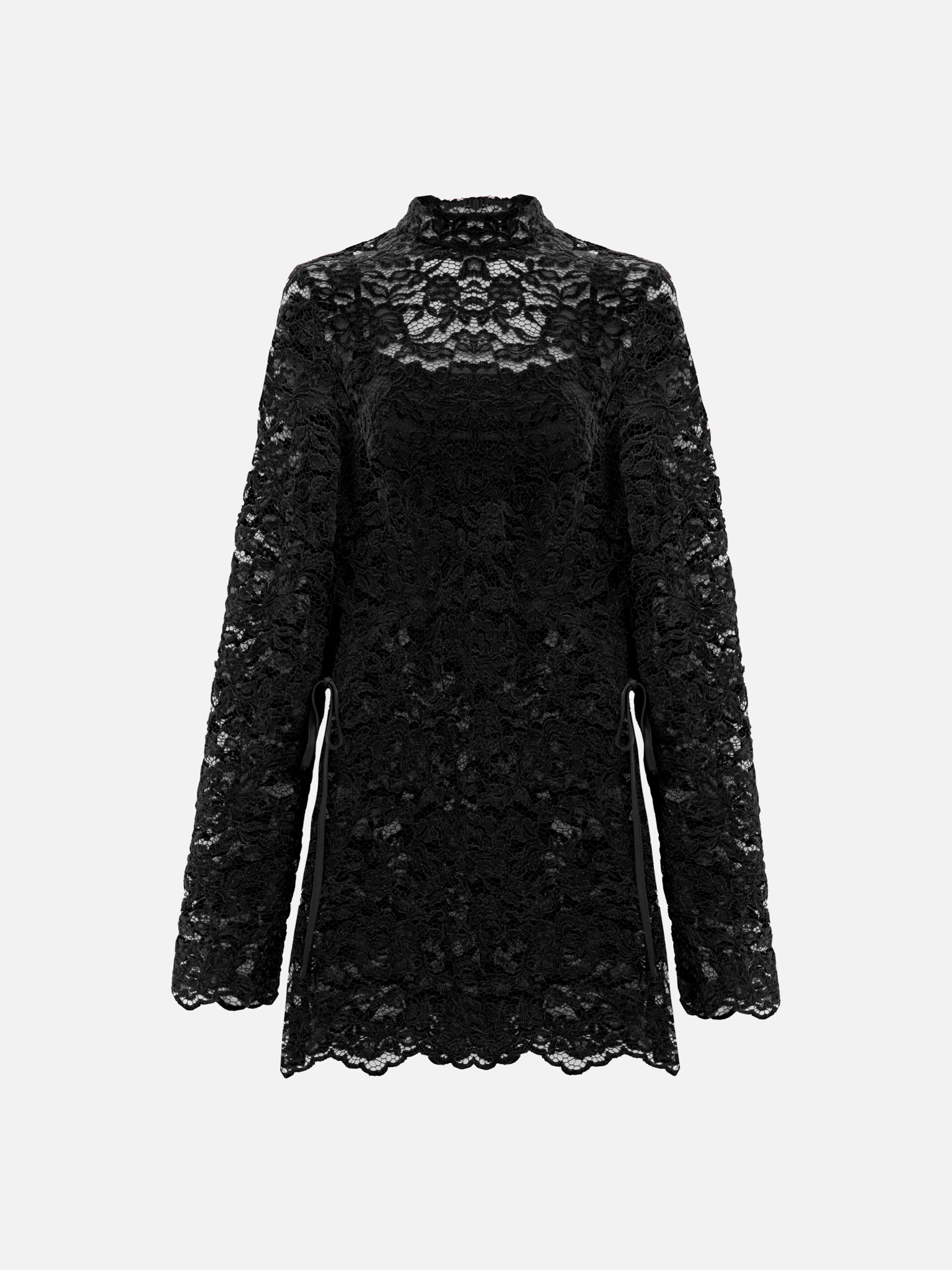 Bluse aus Guipure mit monochromem Oberteil