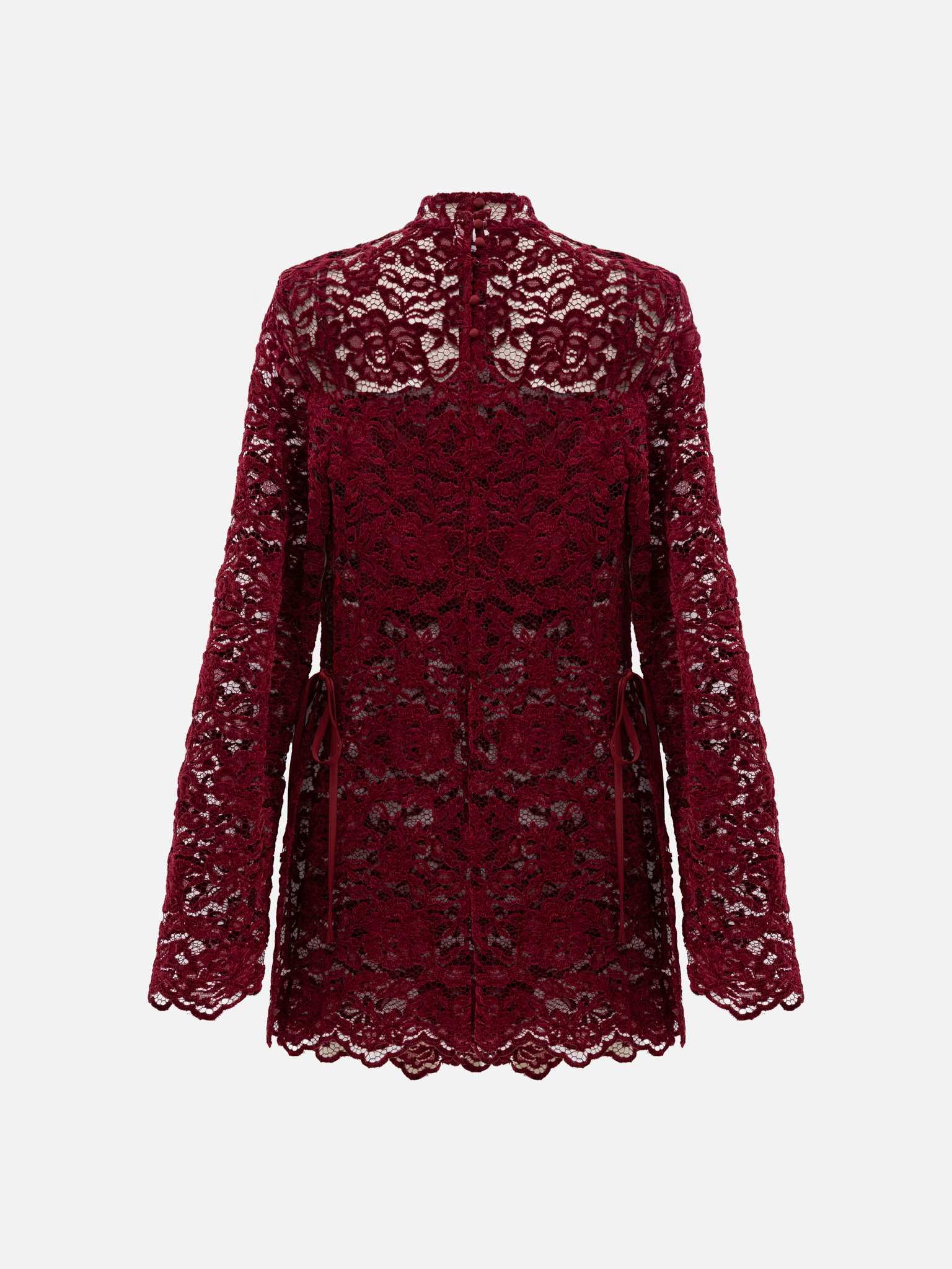 Bluse aus Guipure mit monochromem Oberteil