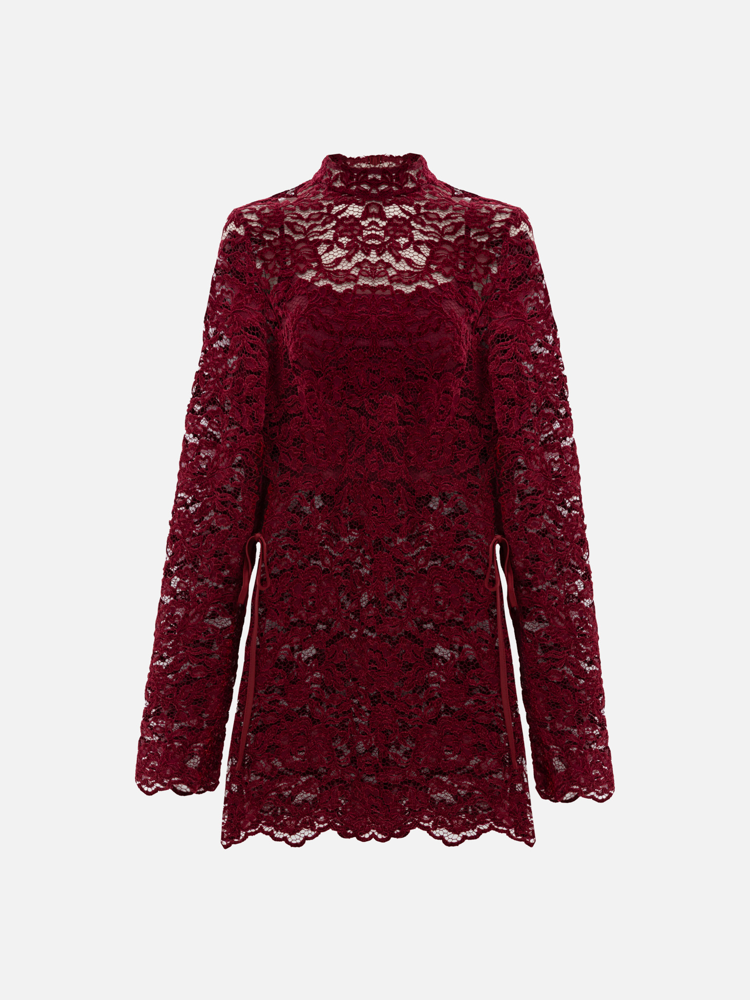 Bluse aus Guipure mit monochromem Oberteil