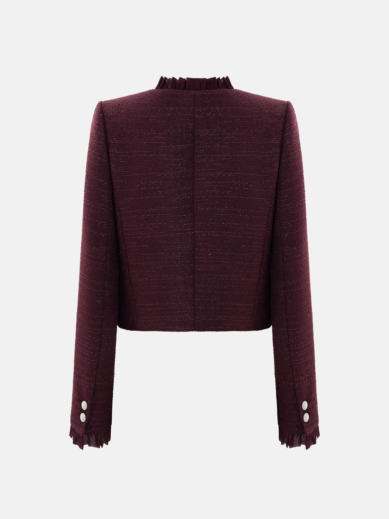 سترة تويد أحادية الصدر مع الكشكشة