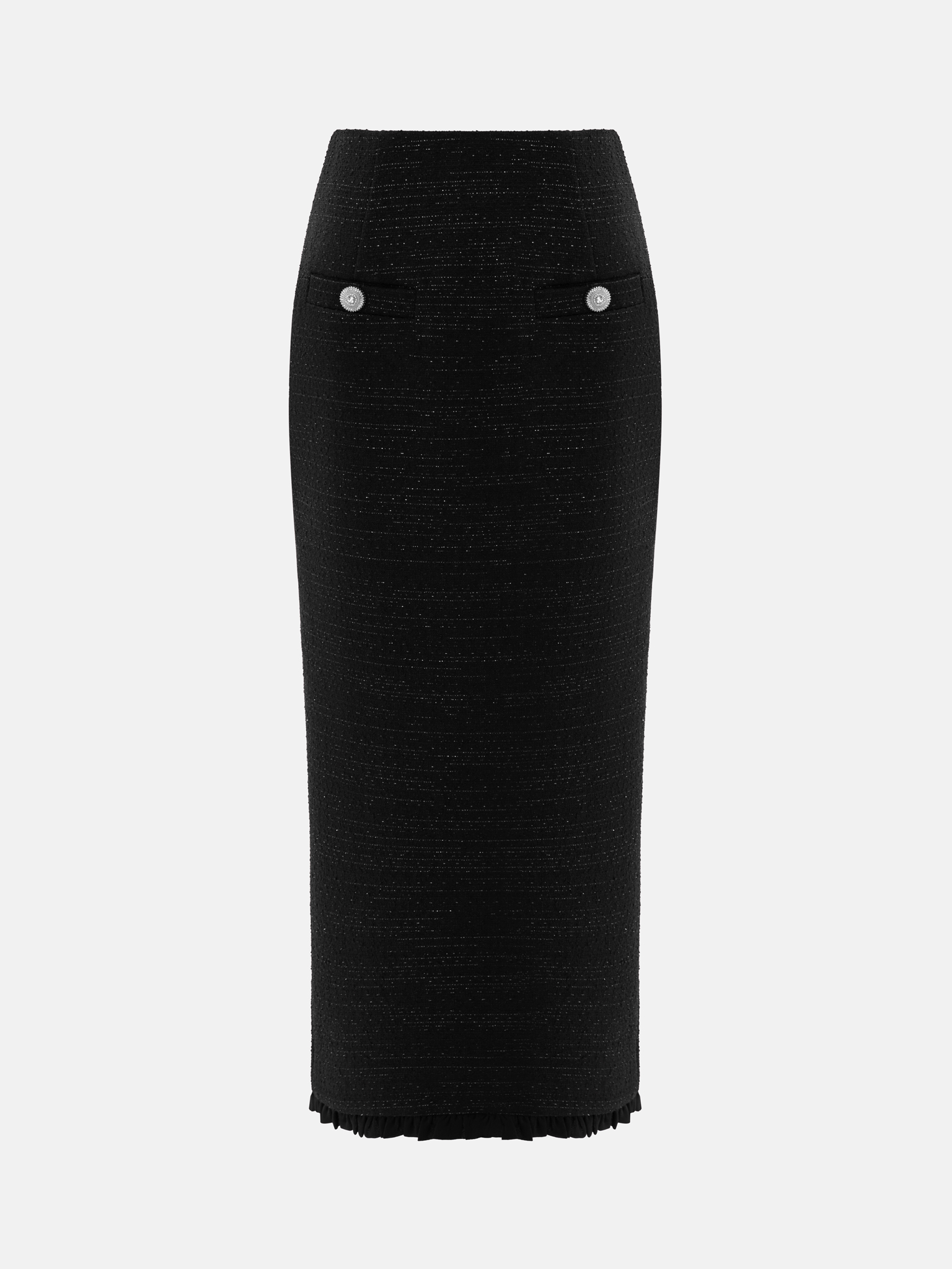 Твидовая юбка миди прямого кроя с оборками