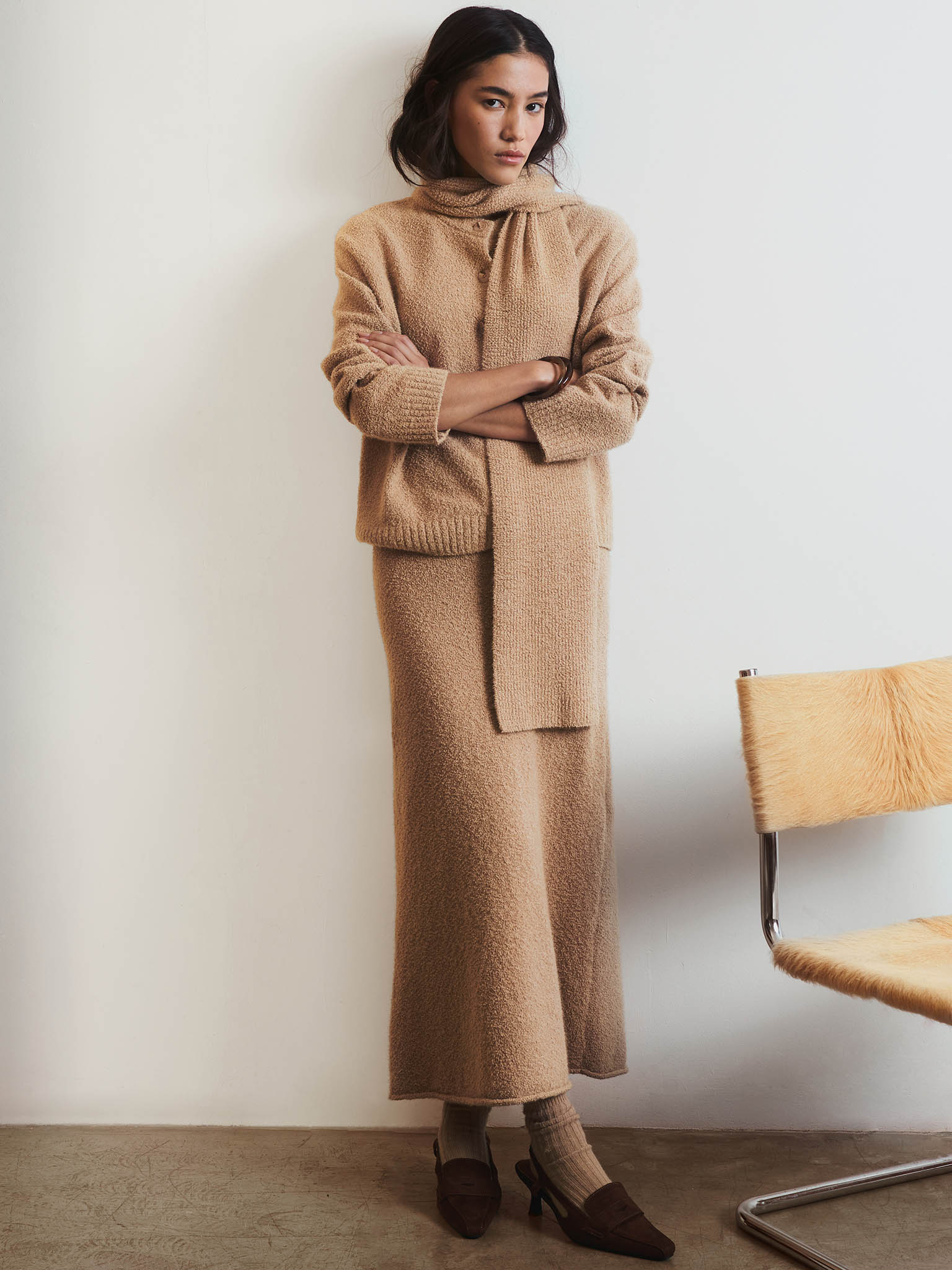 Юбка макси из вязаного трикотажа