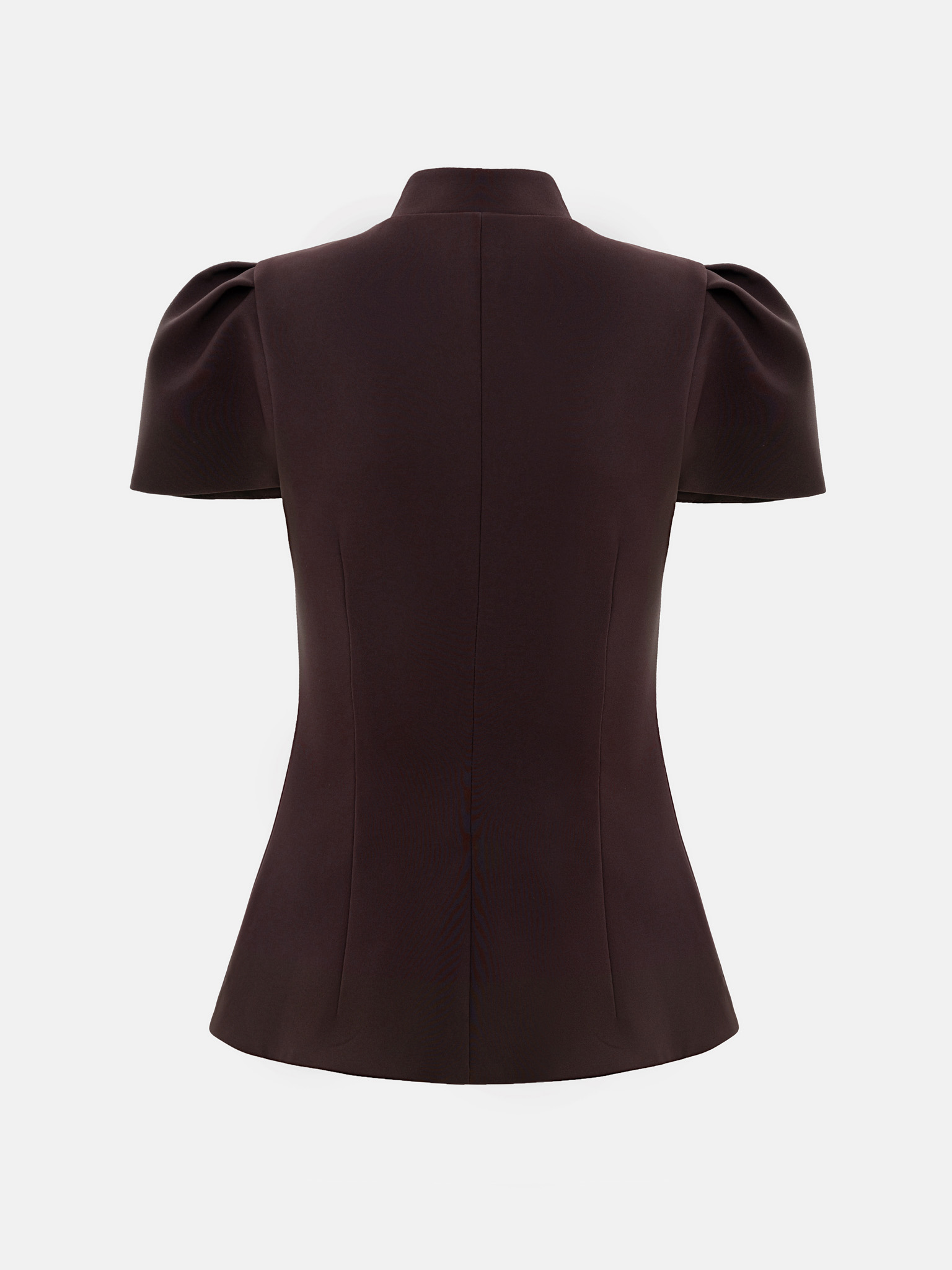 Приталенная блуза с воротником-стойкой