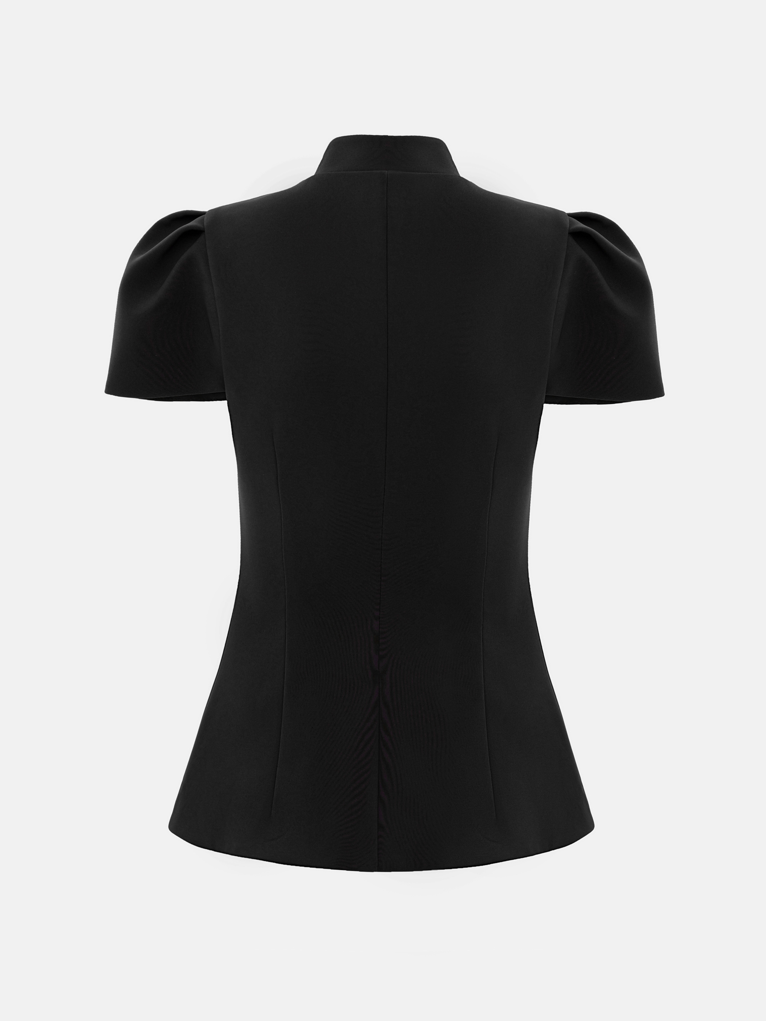 Приталенная блуза с воротником-стойкой