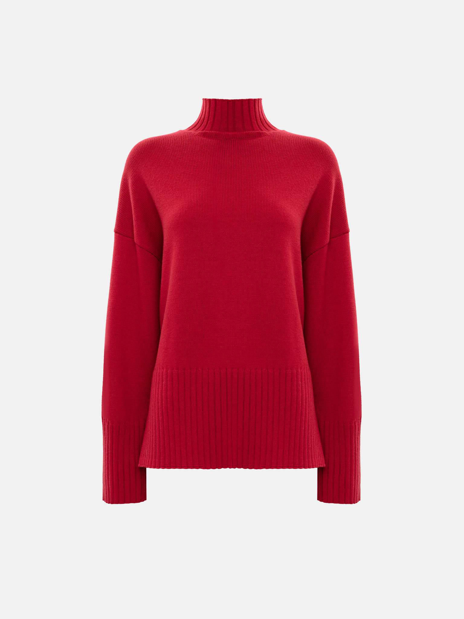 Loose smooth knitted jumper with ribbed detailing