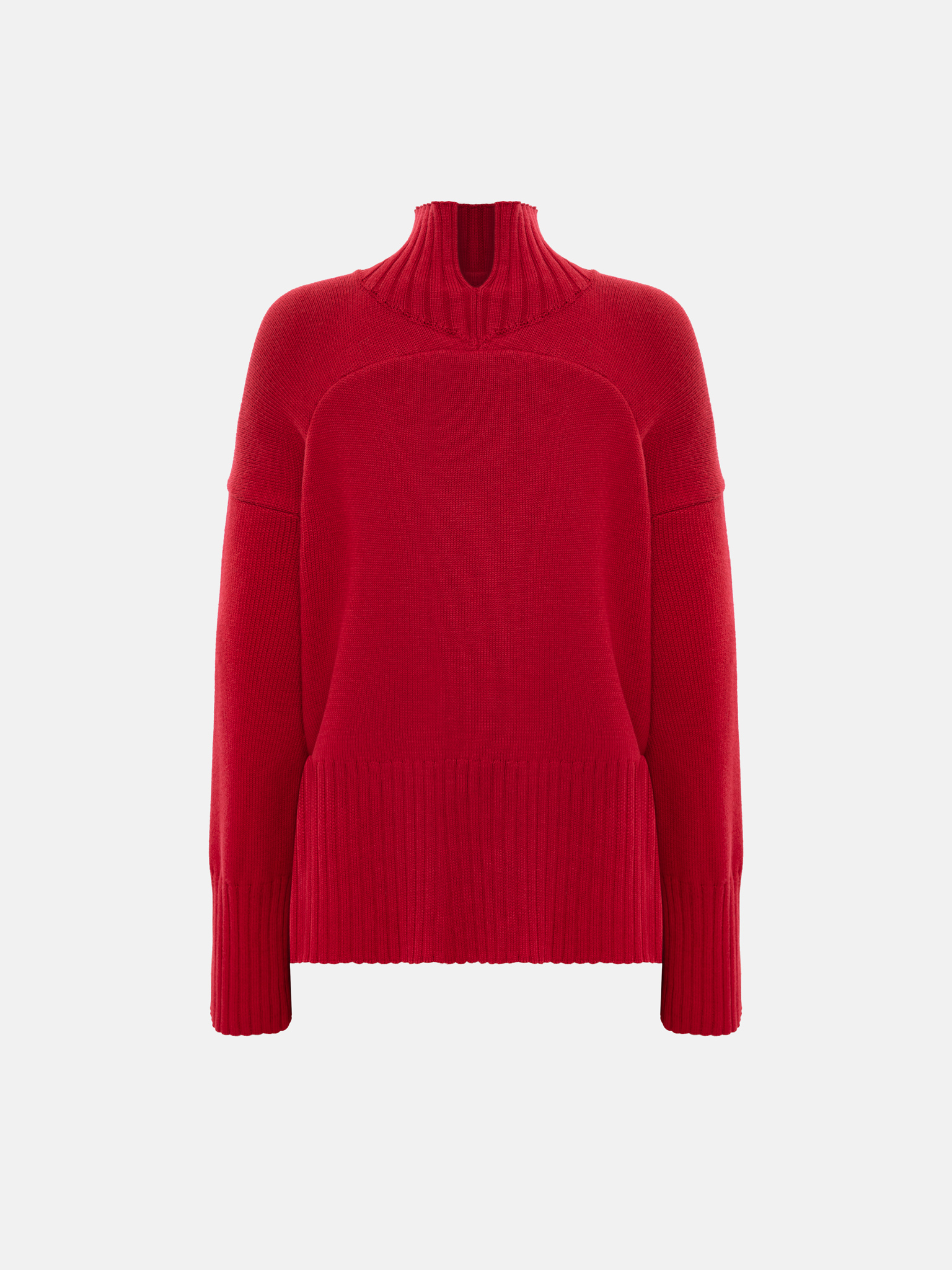 Loose smooth knitted jumper with ribbed detailing