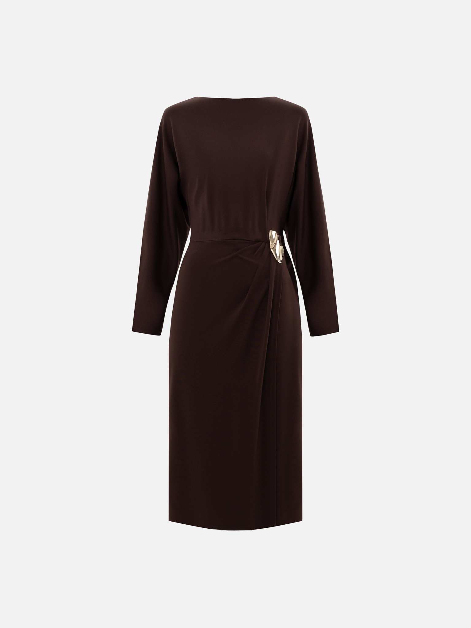 Трикотажное платье миди с декором на талии