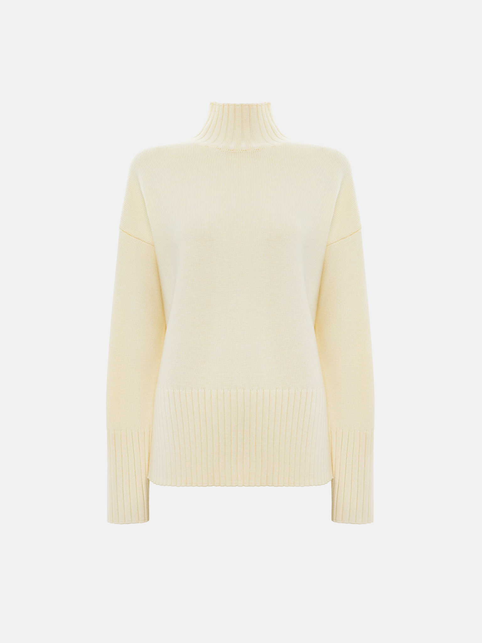 Свободный свитер гладкой вязки с деталями в рубчик