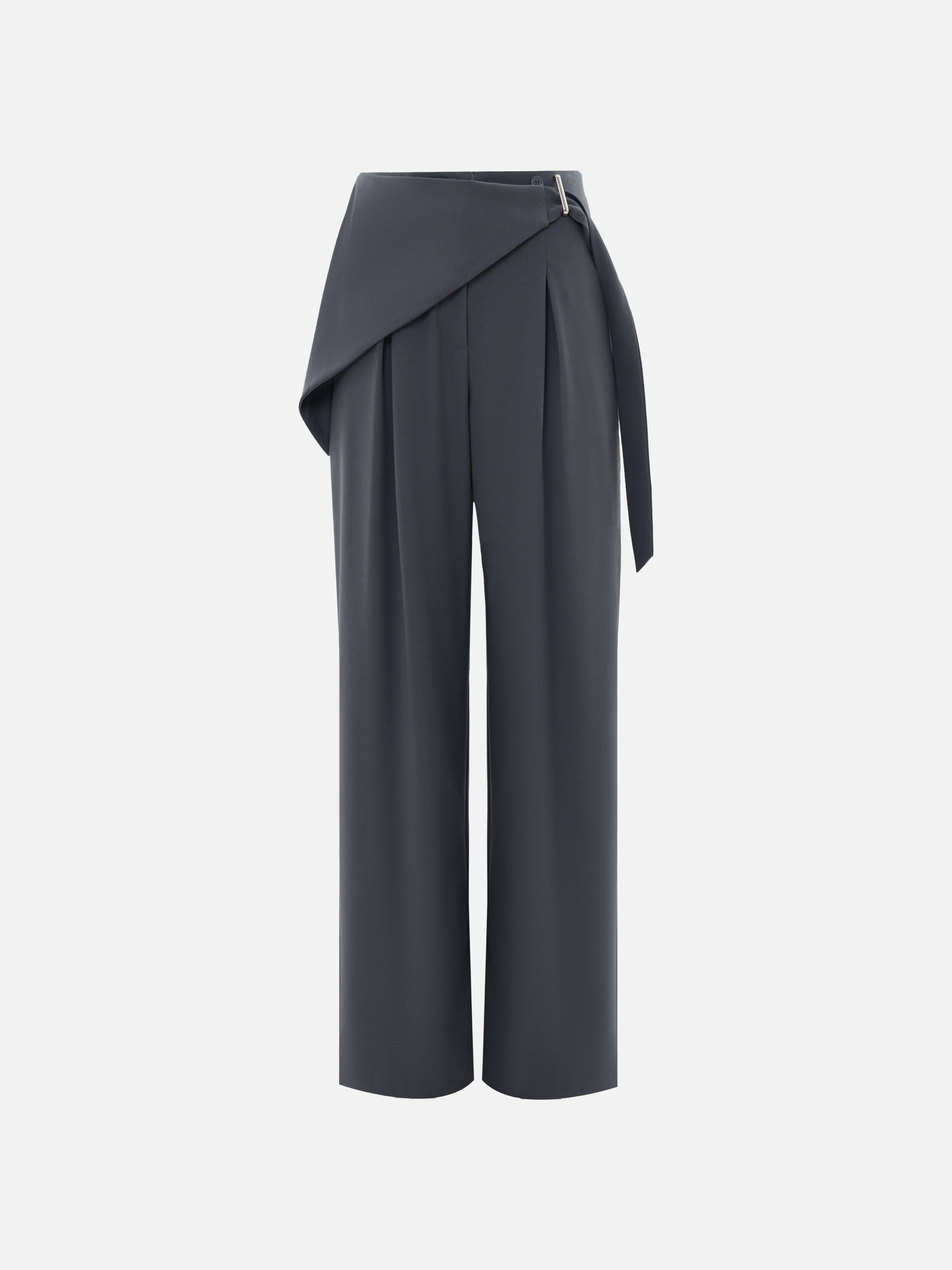 Loose-fit trousers with draping at the hips