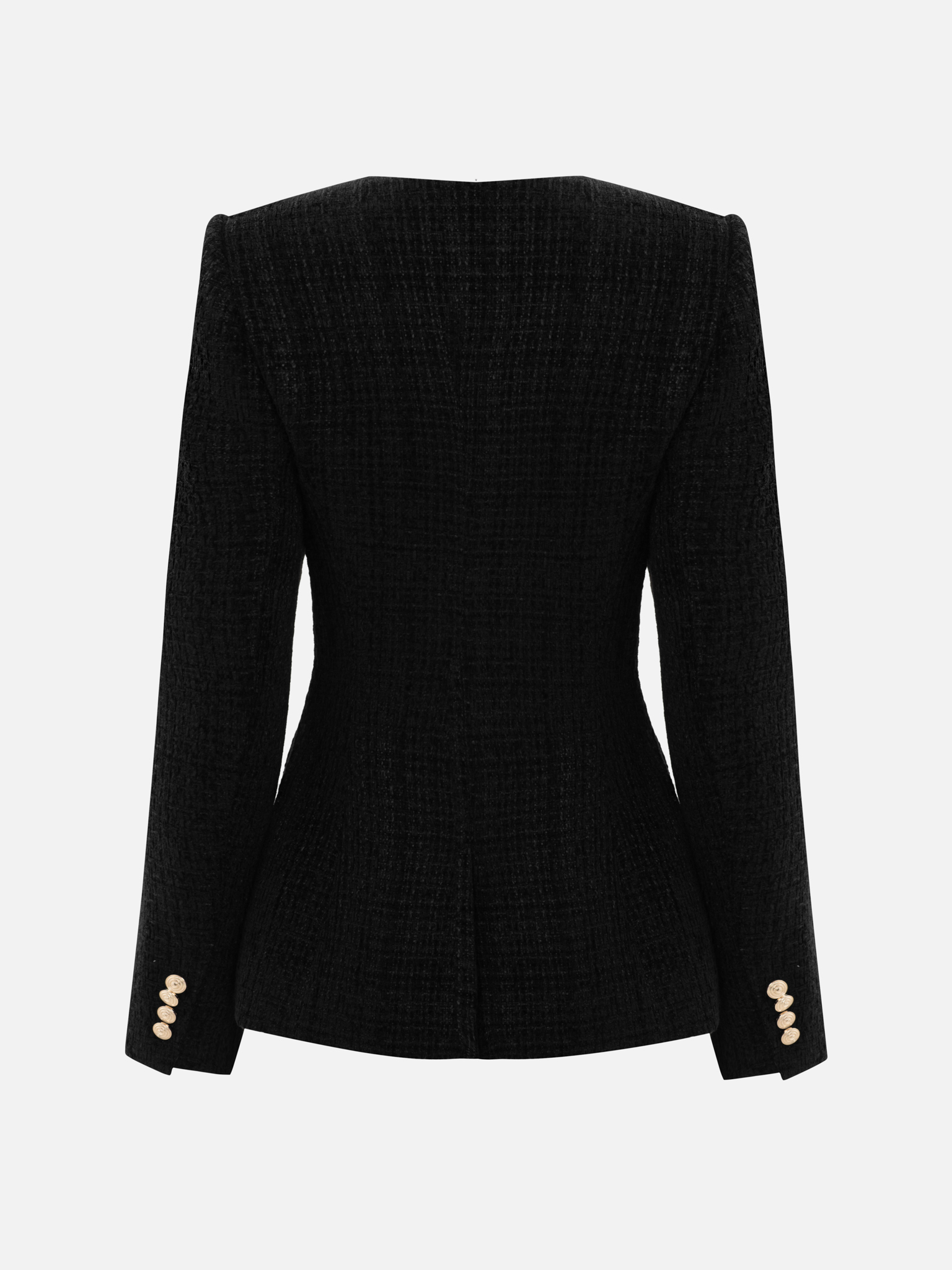 Приталенный твидовый жакет с золотистой фурнитурой