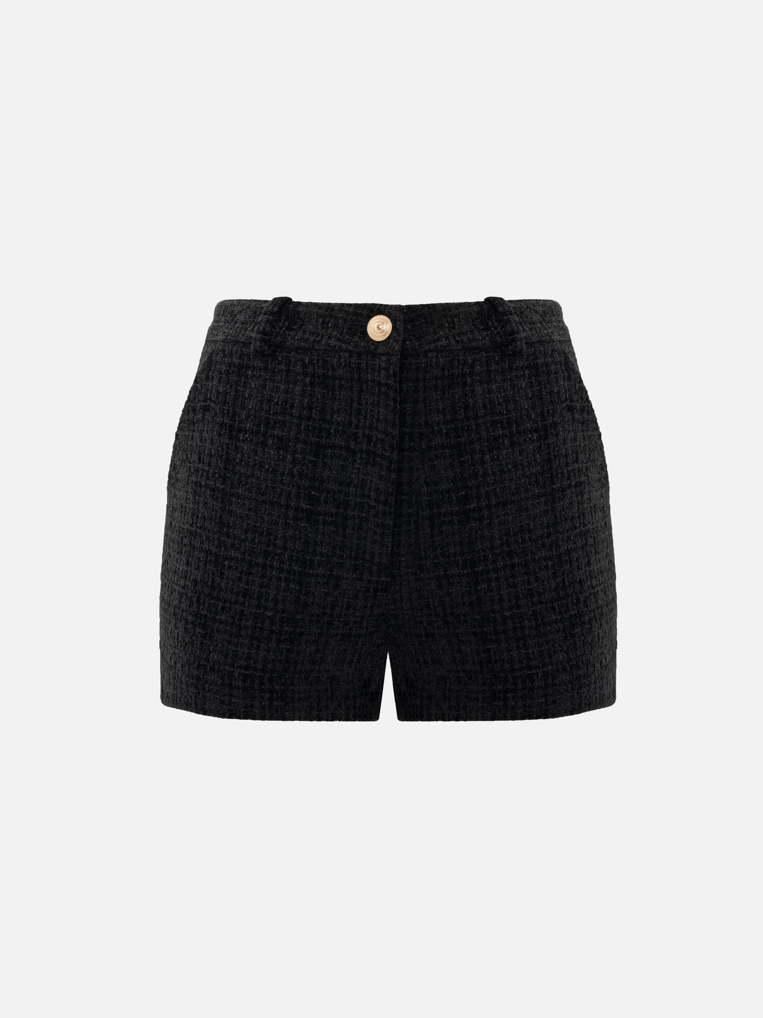 Minishorts aus Tweed mit goldfarbenen Details