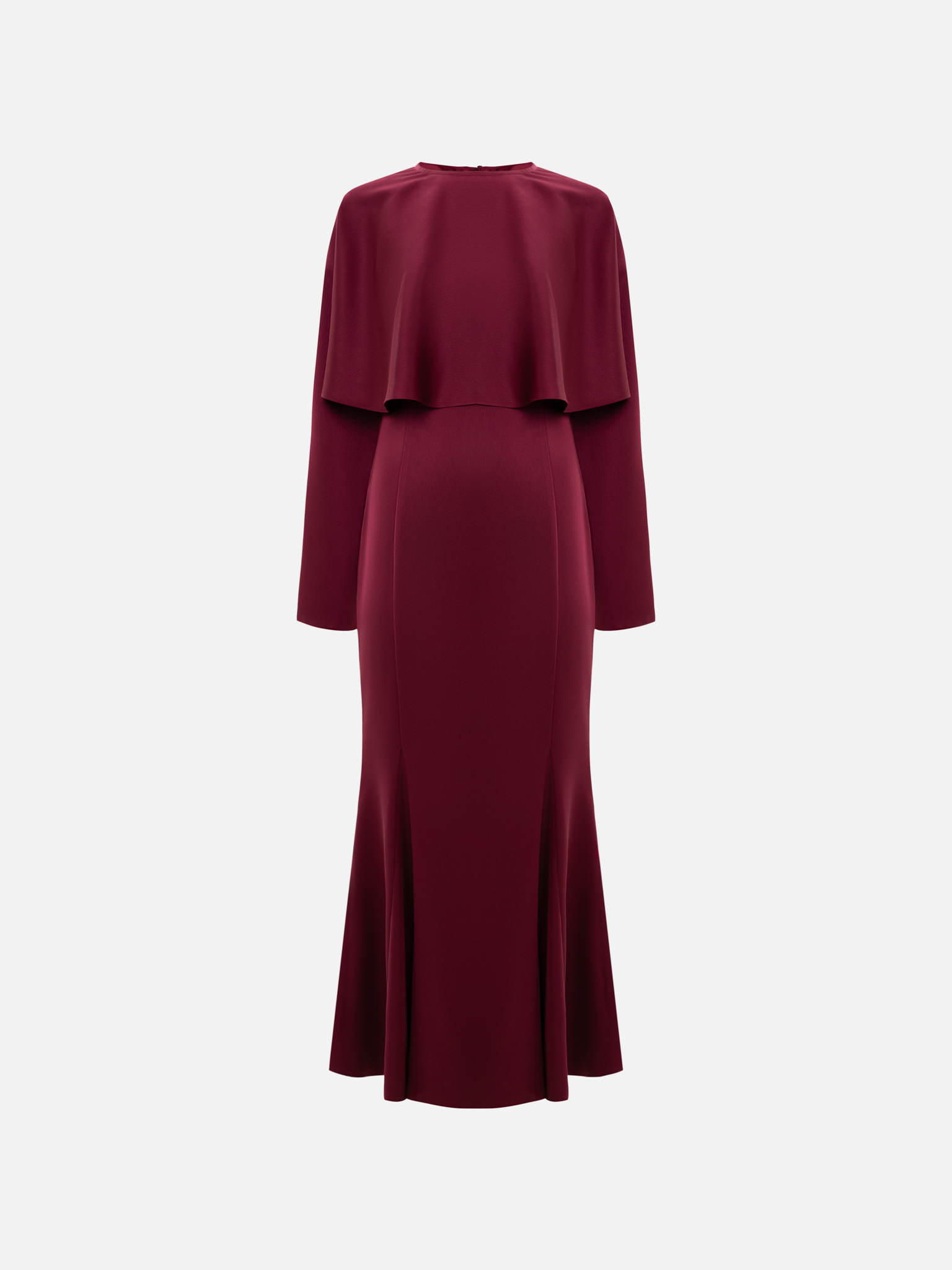 Maxi dress with voluminous cape and long sleeves