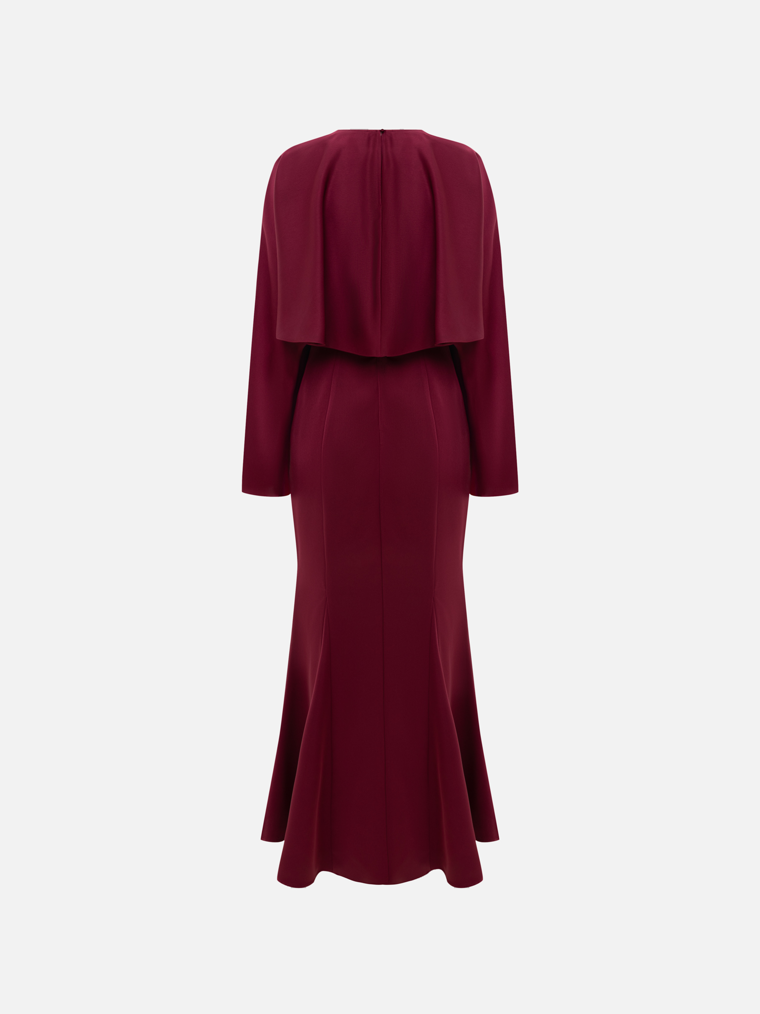 Maxi dress with voluminous cape and long sleeves