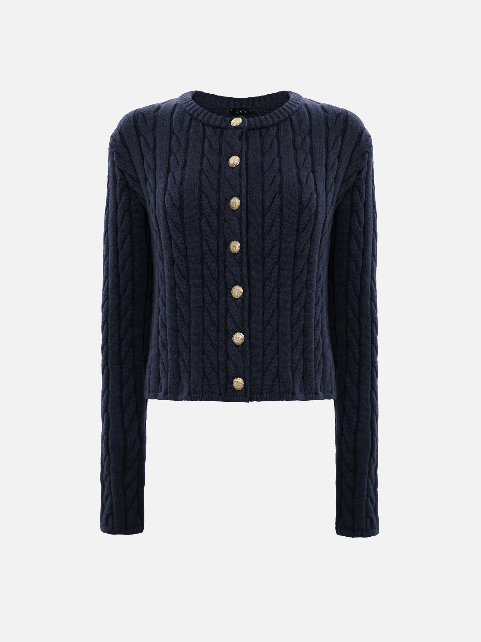 Кардиган фактурной вязки с золотистыми пуговицами