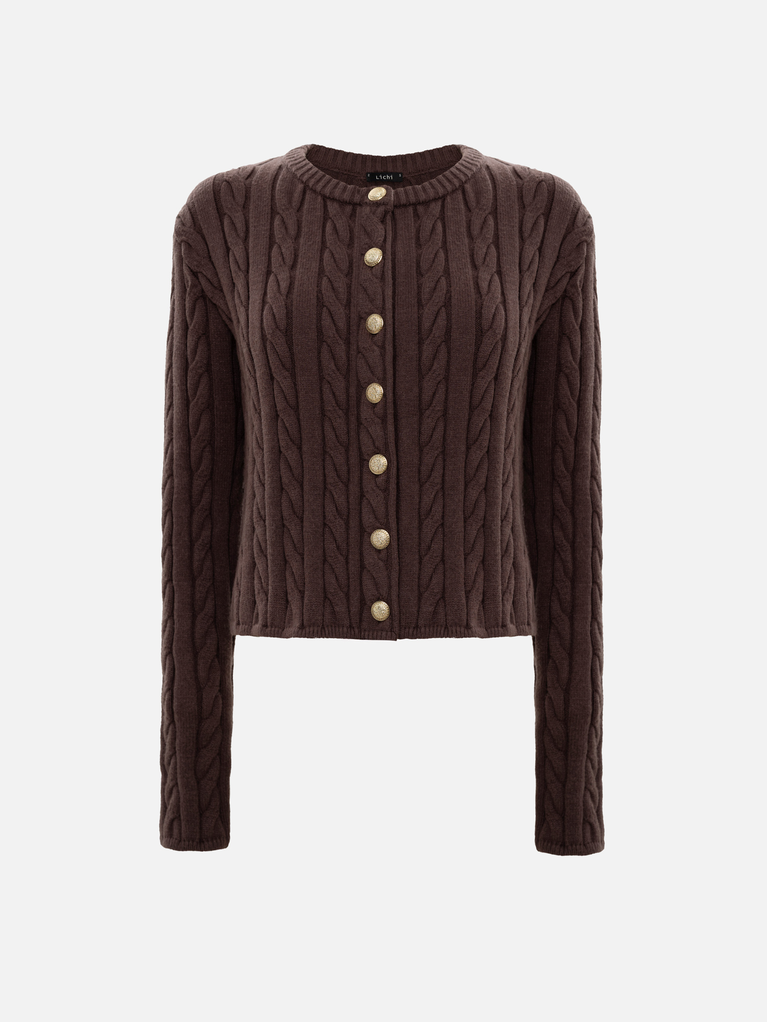 Кардиган фактурной вязки с золотистыми пуговицами