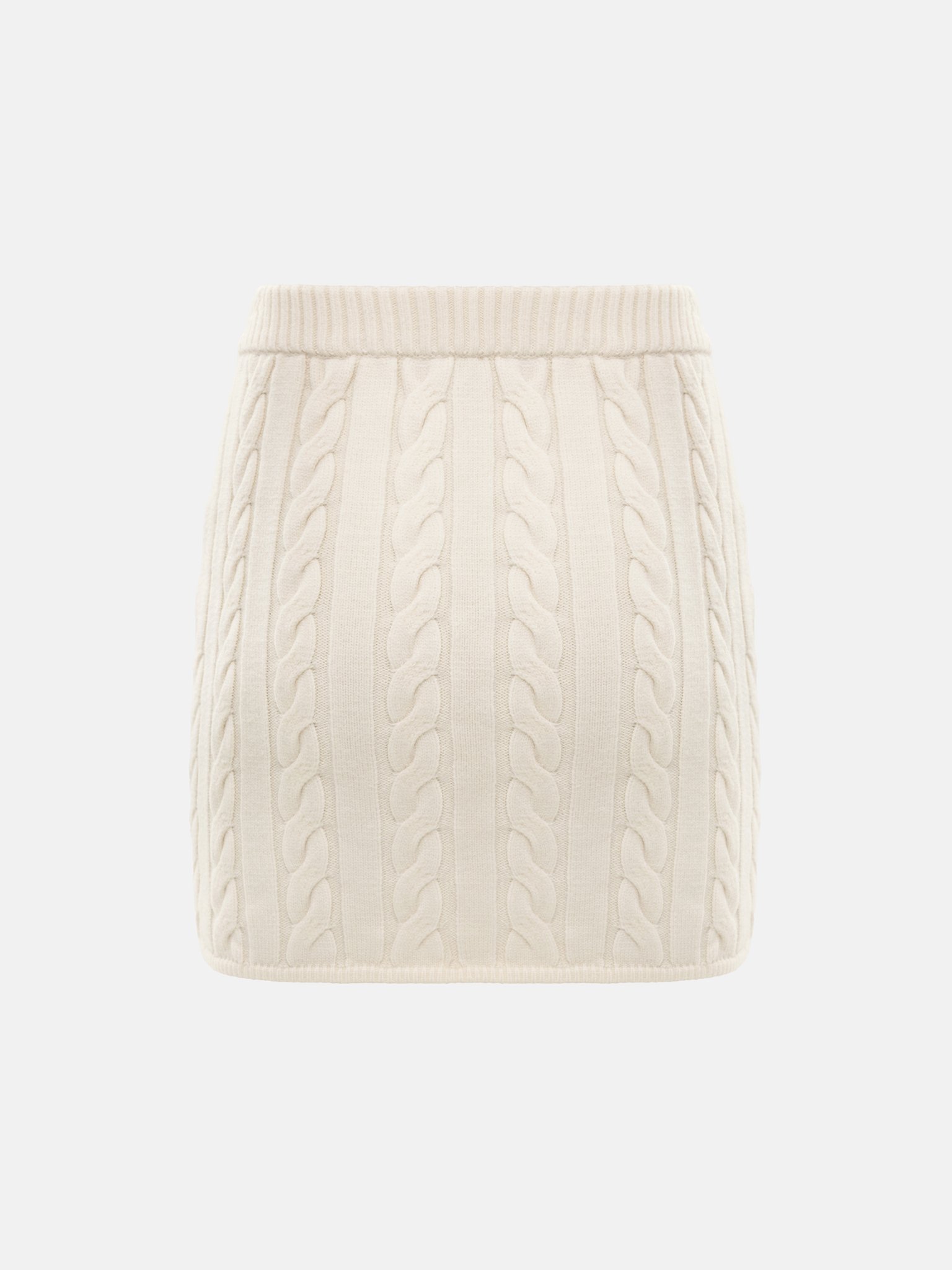 Straight textured knitted mini skirt