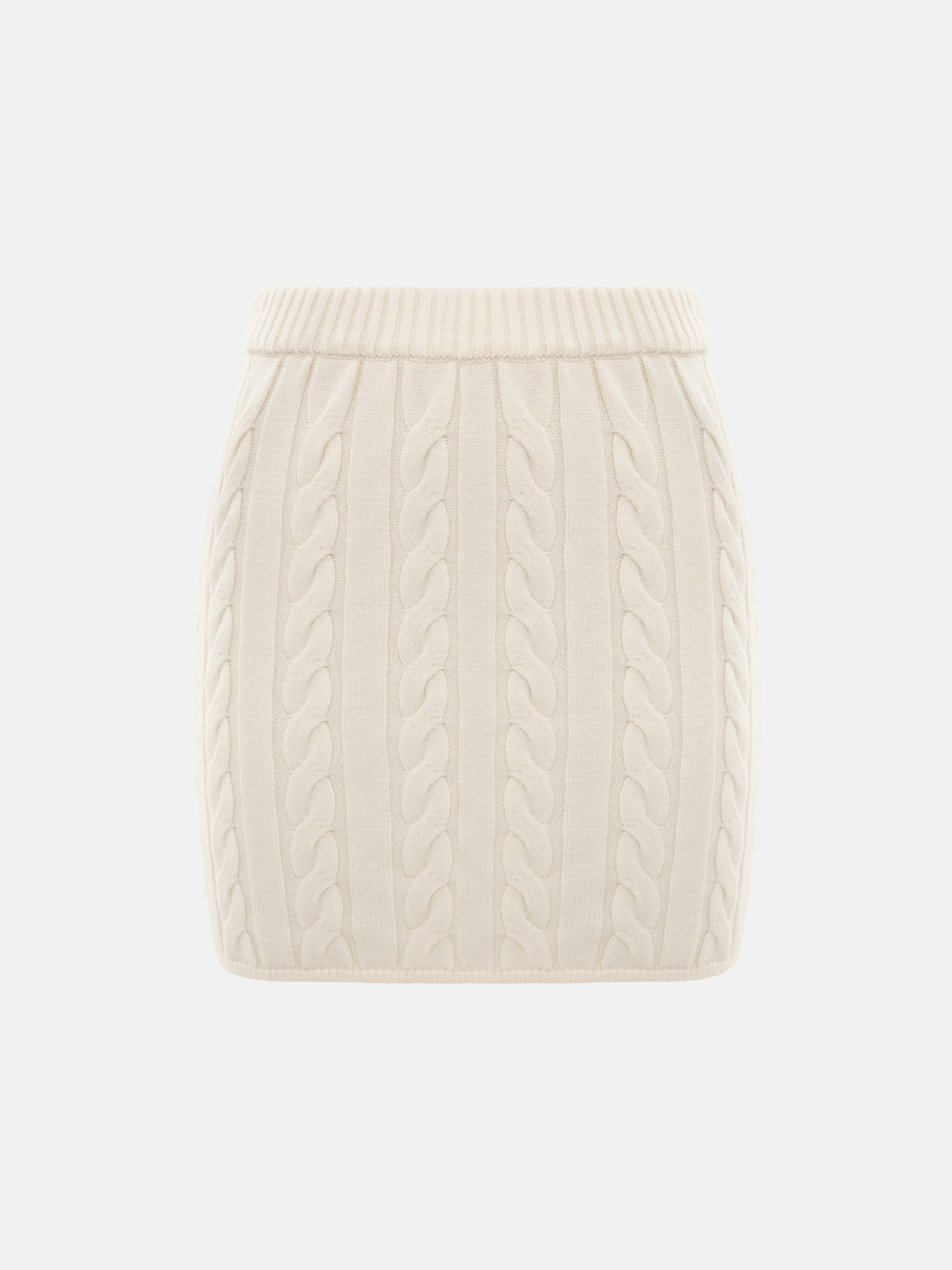 Straight textured knitted mini skirt