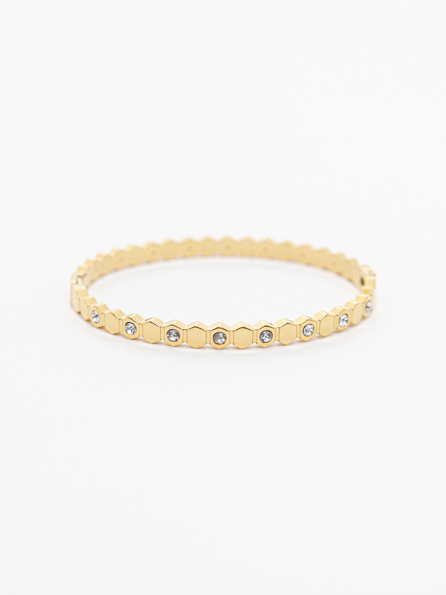 Thin metal bracelet with crystals