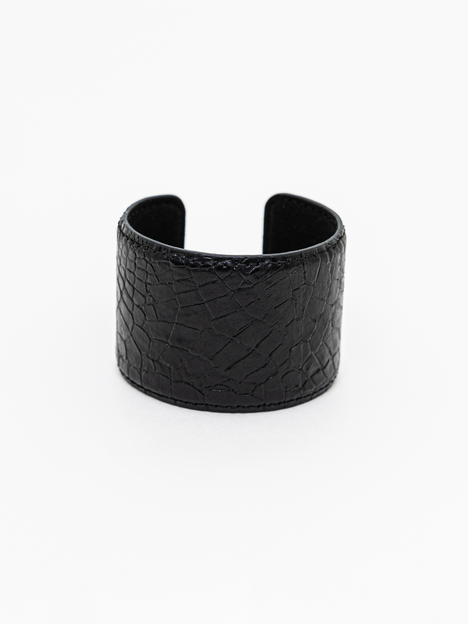 Wide leather bracelet