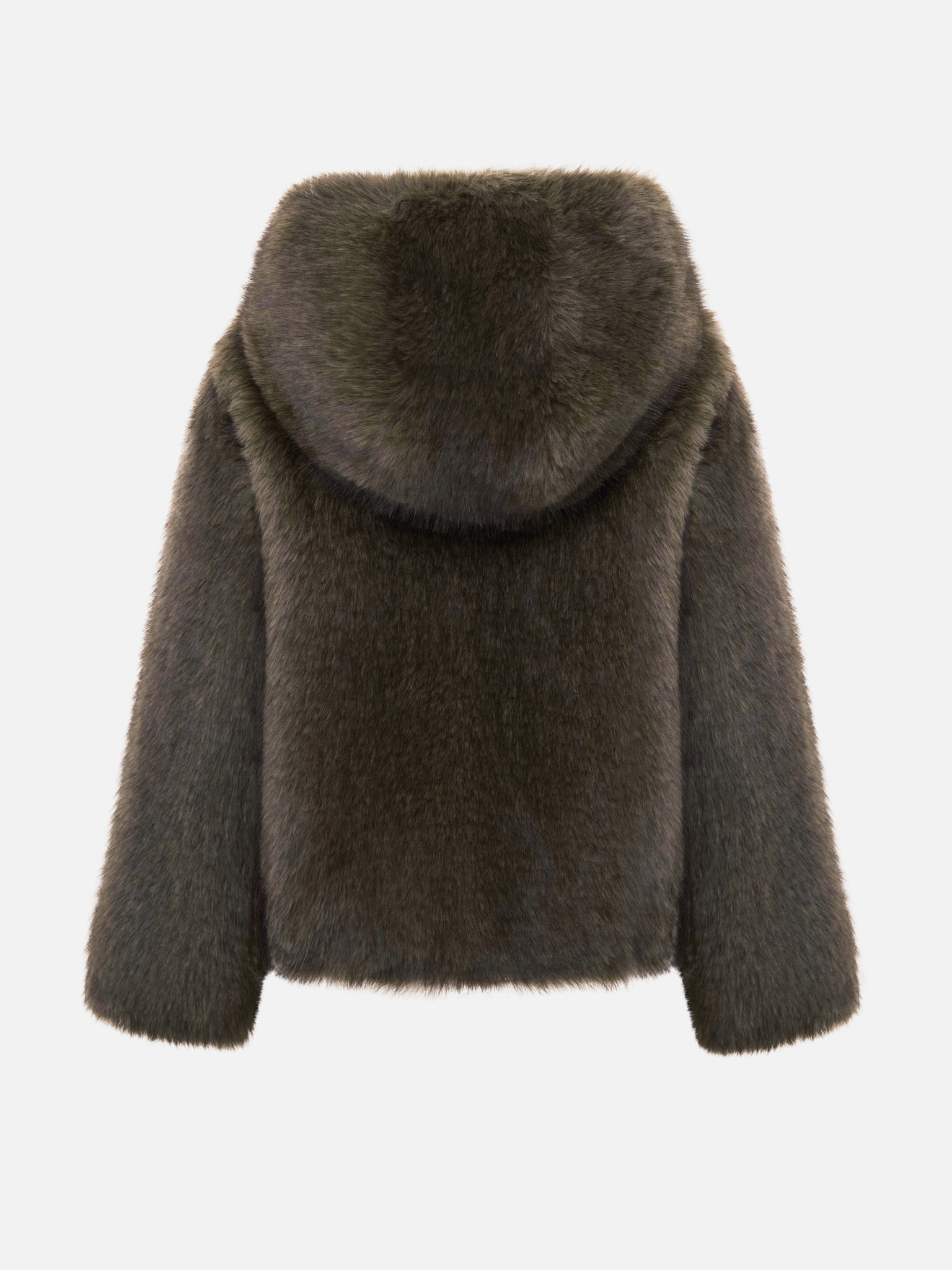 Короткая экошуба на молнии с капюшоном