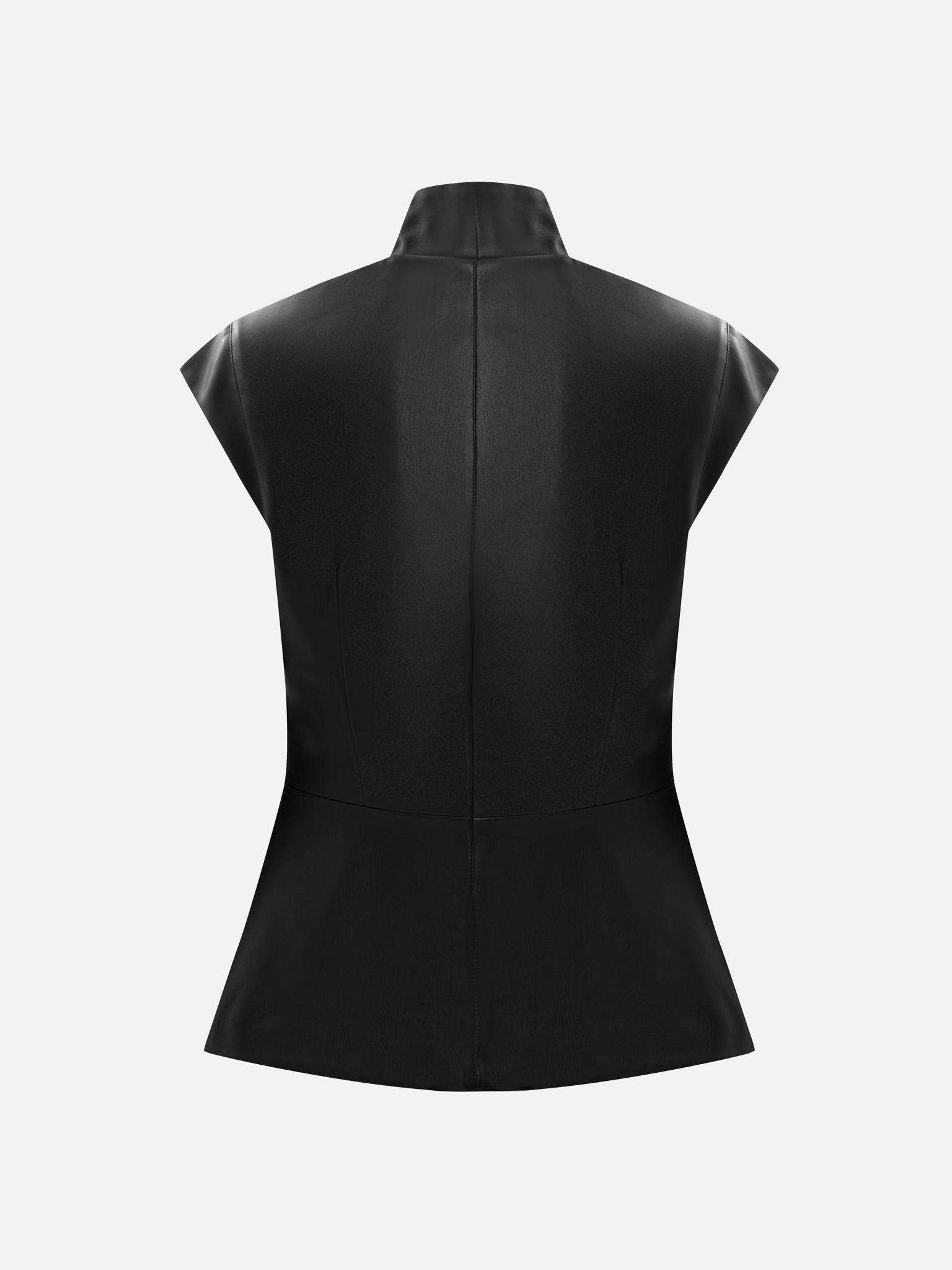 Fitted eco-leather waistcoat with zip fastening