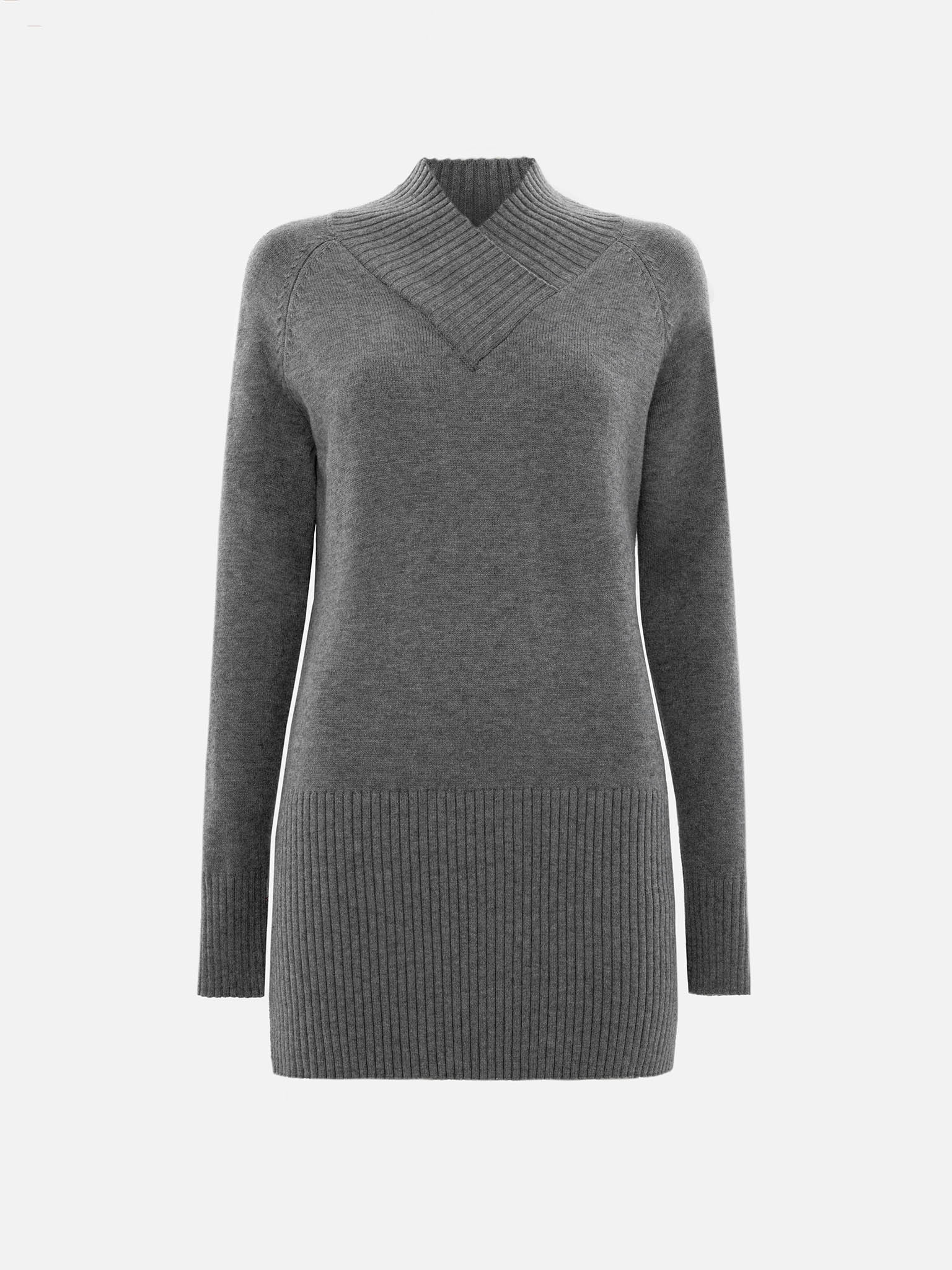 Платье мини из вязаного трикотажа с деталями в рубчик