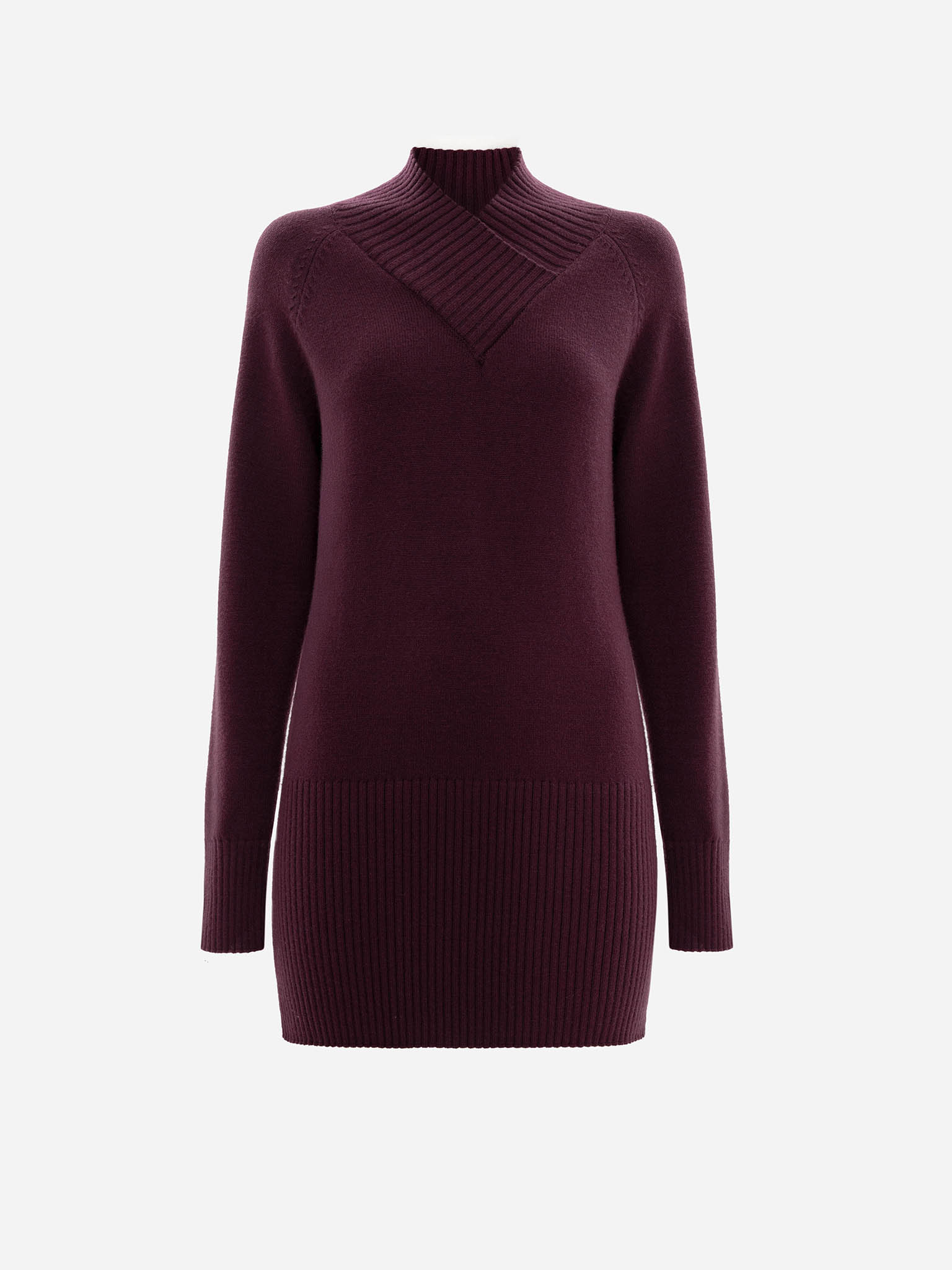 Платье мини из вязаного трикотажа с деталями в рубчик