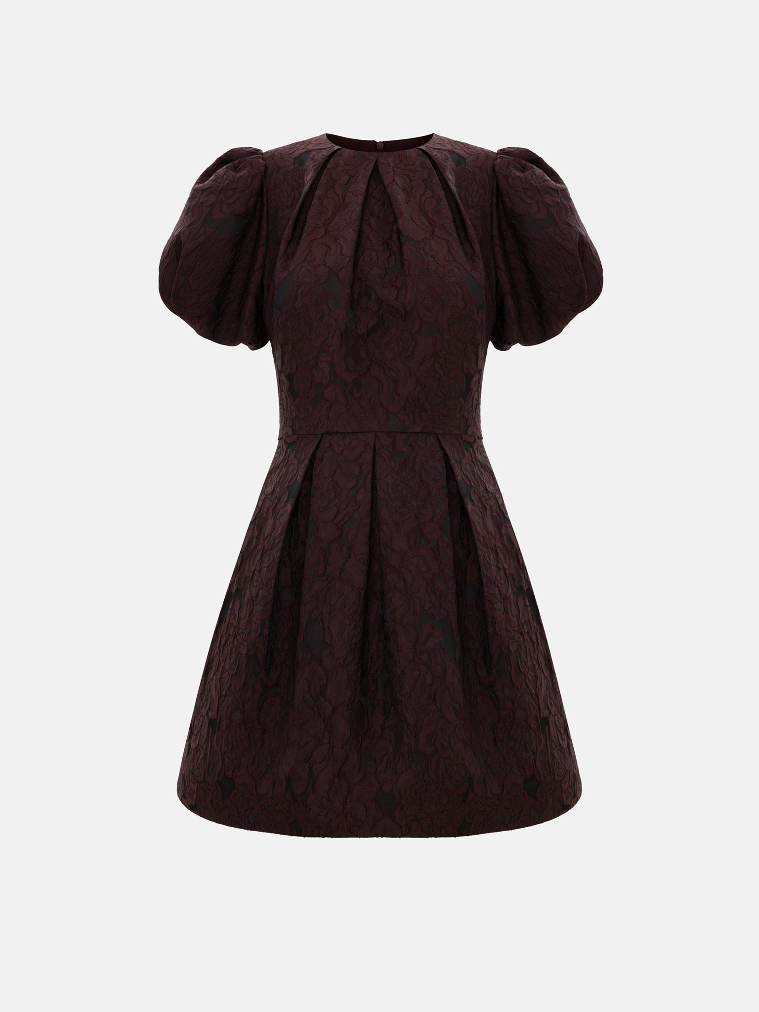 Voluminous jacquard mini dress with puff sleeves
