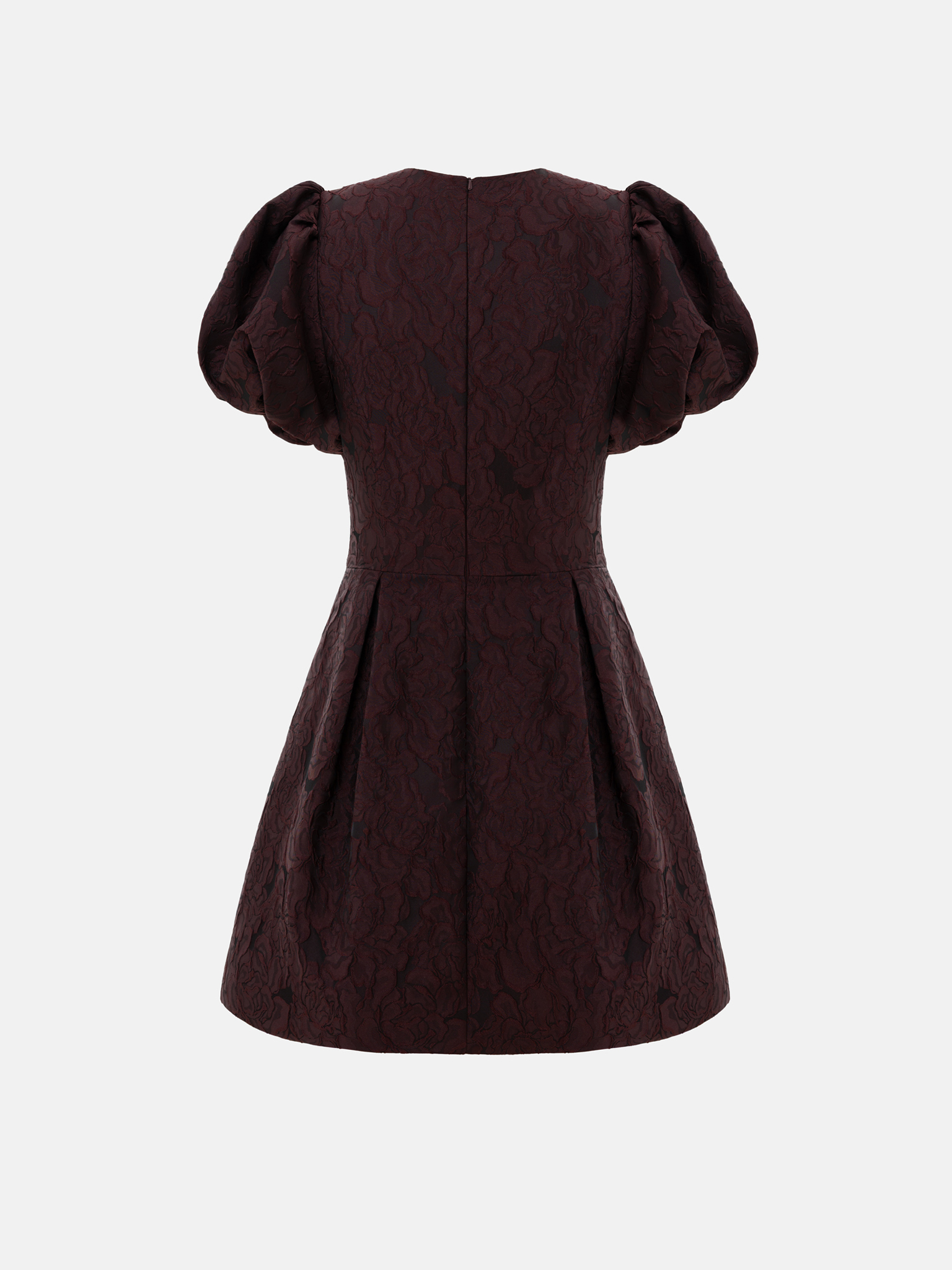 Voluminous jacquard mini dress with puff sleeves