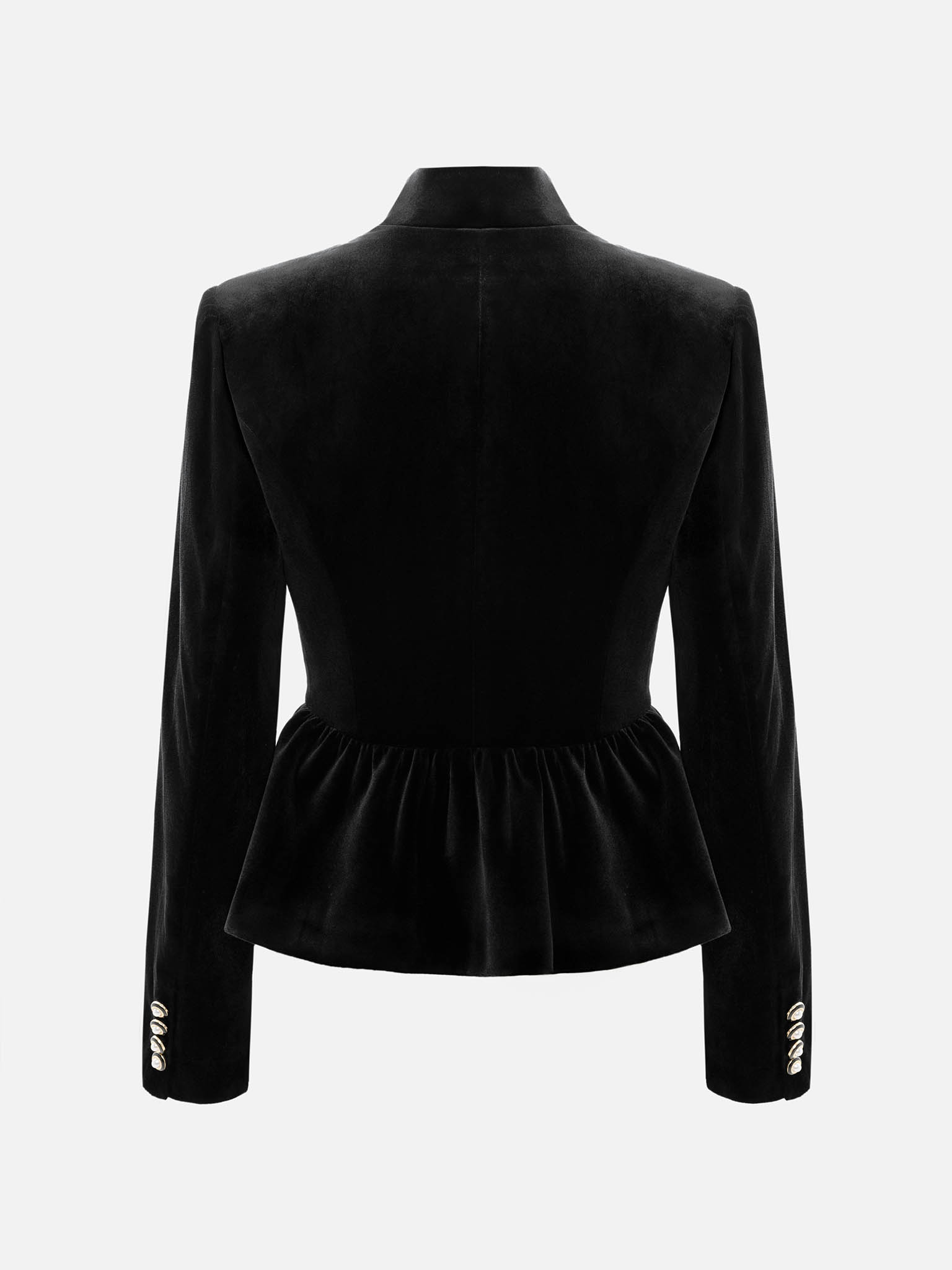 Velvet jacket with peplum and large buttons