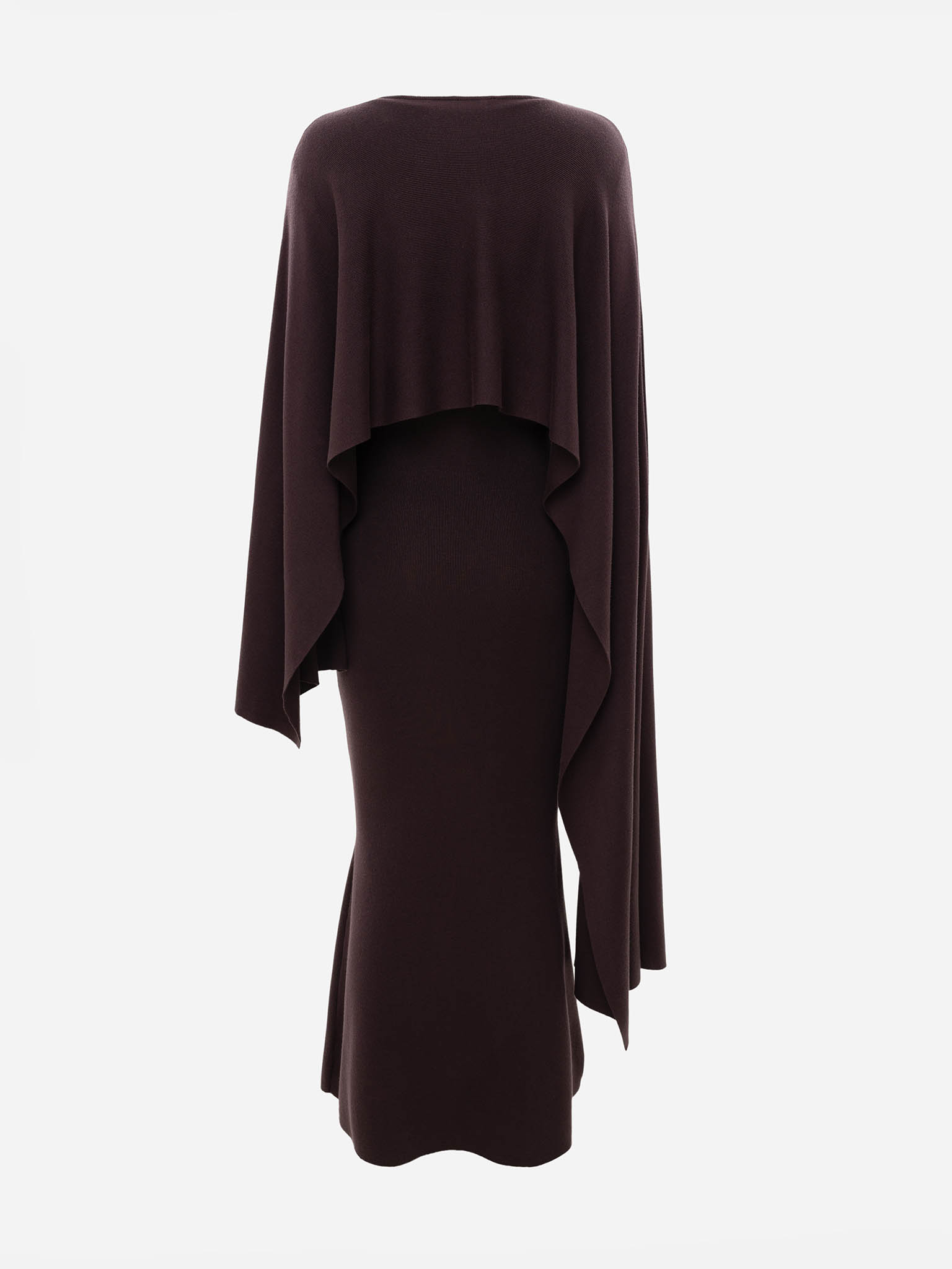 Maxikleid aus Viskose-Strick mit langem Cape