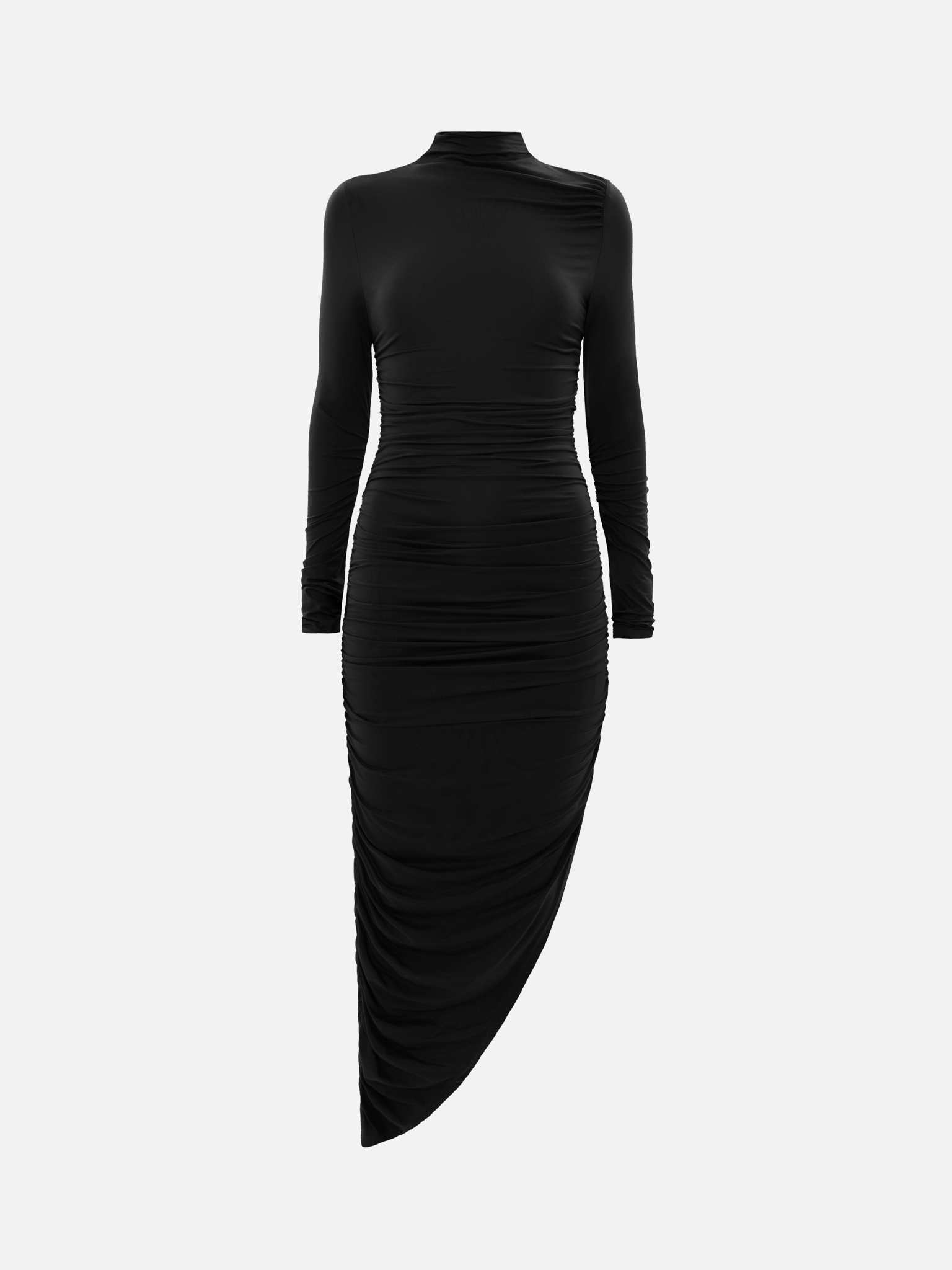 Knitted midi dress with asymmetrical skirt