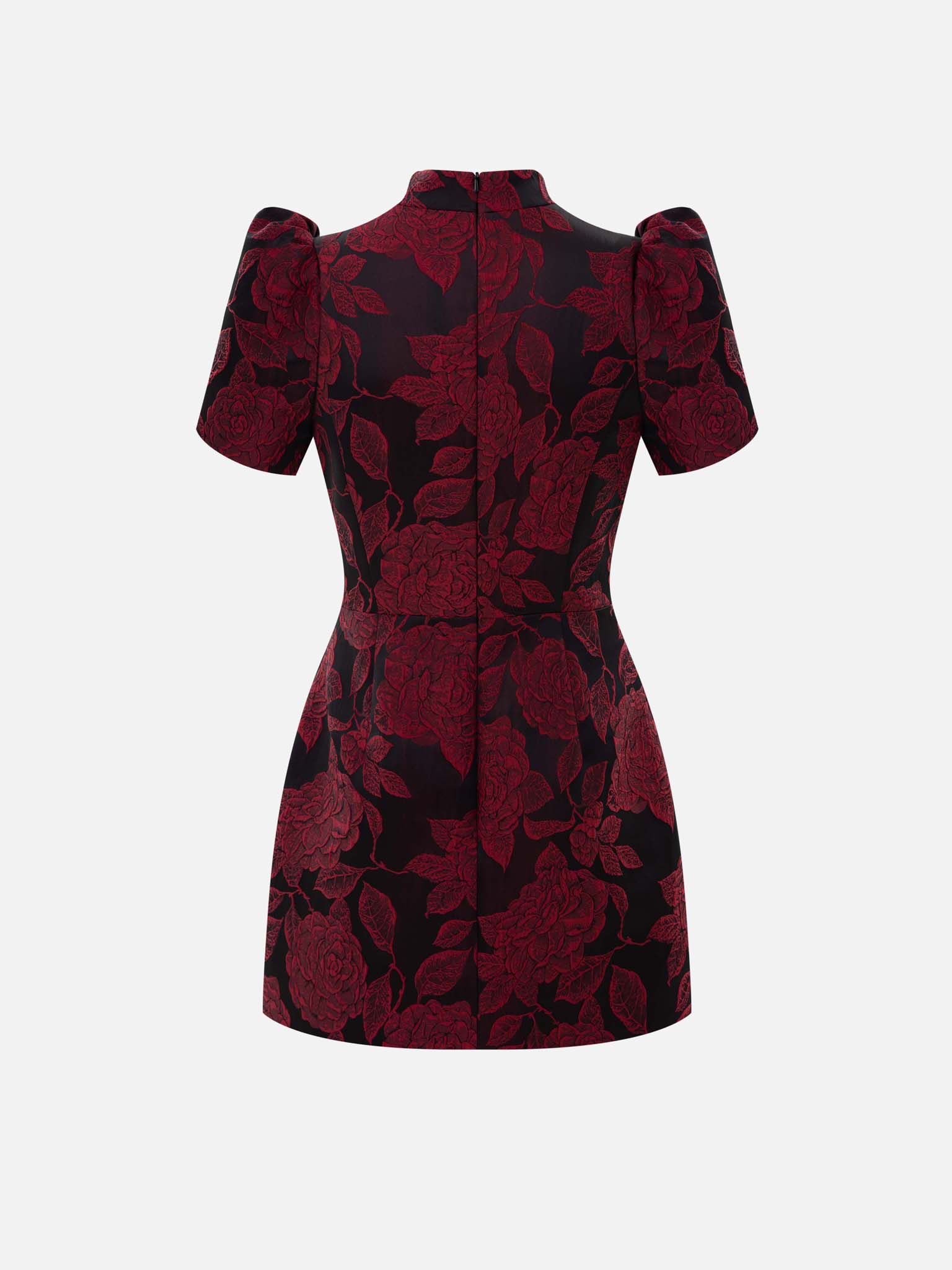 Fitted mini dress with textured floral pattern
